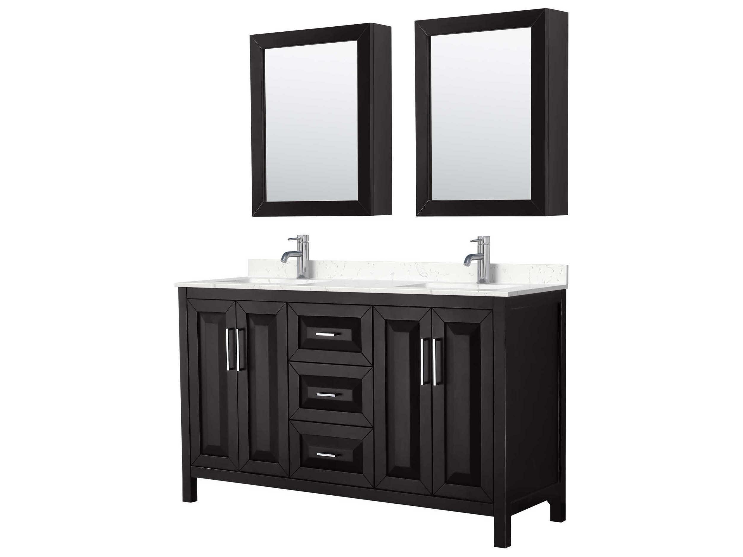 Wyndham Collection Daria 60" Dark Espresso Vanity with Medicine Cabinet