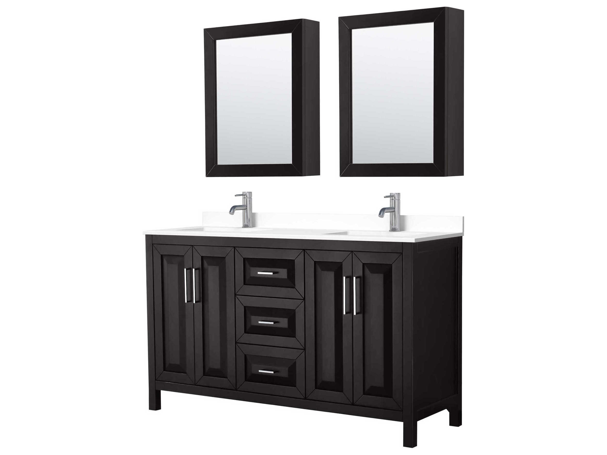 Wyndham Collection Daria 60" Dark Espresso Vanity with Medicine Cabinet