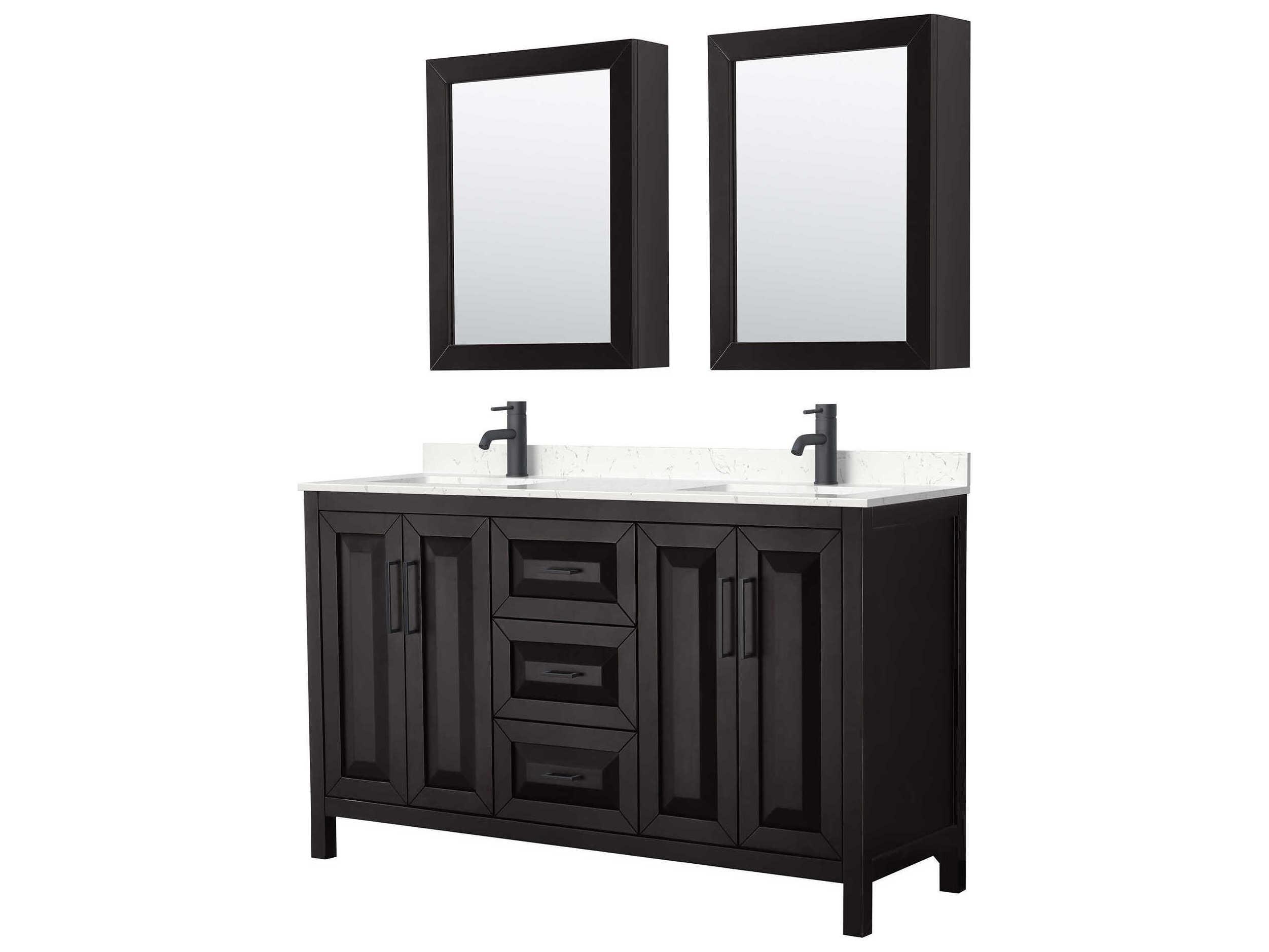 Wyndham Collection Daria 60" Dark Espresso Vanity with Medicine Cabinet