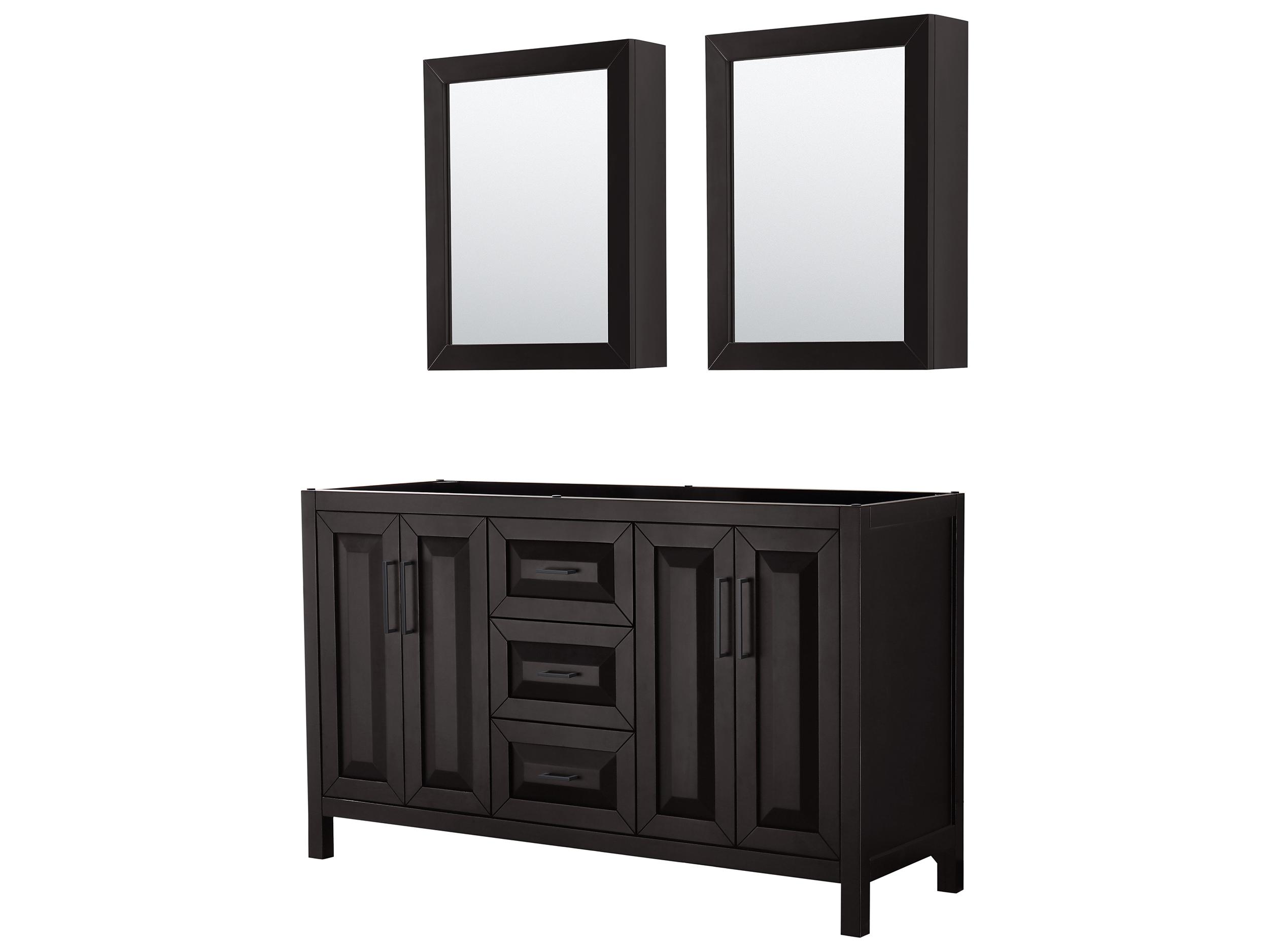 Wyndham Collection Daria 59" Dark Espresso Vanity with Medicine Cabinet