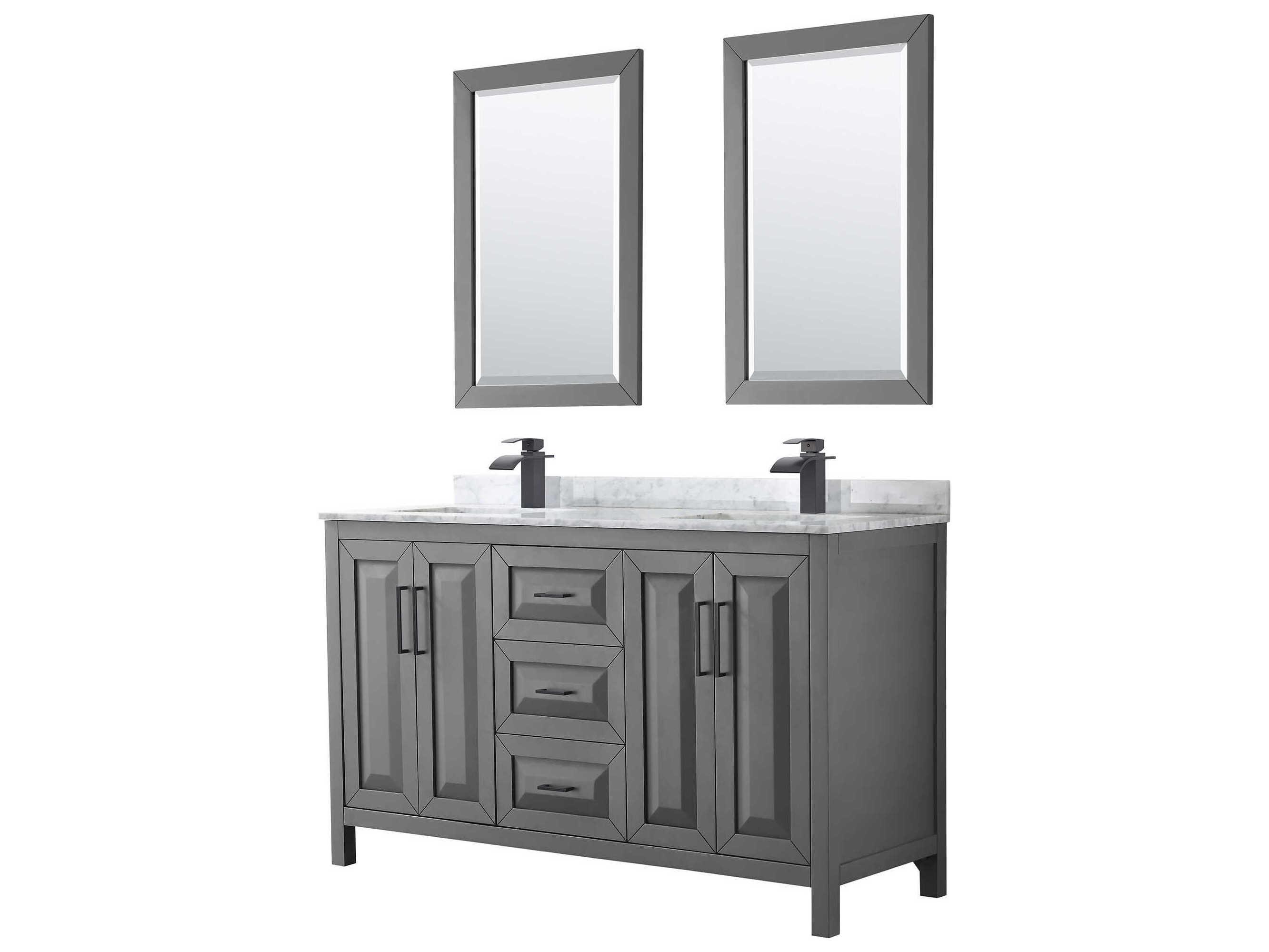 Wyndham Collection Daria 60" Dark Gray Vanity with 24" Mirror