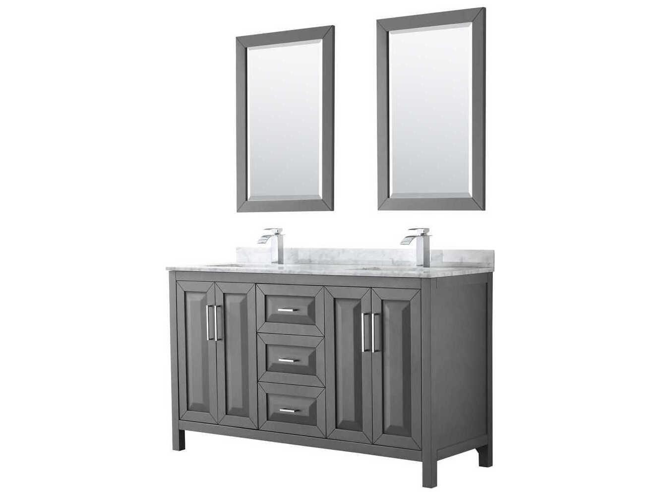 Wyndham Collection Daria 60" Dark Gray Vanity with 24" Mirror
