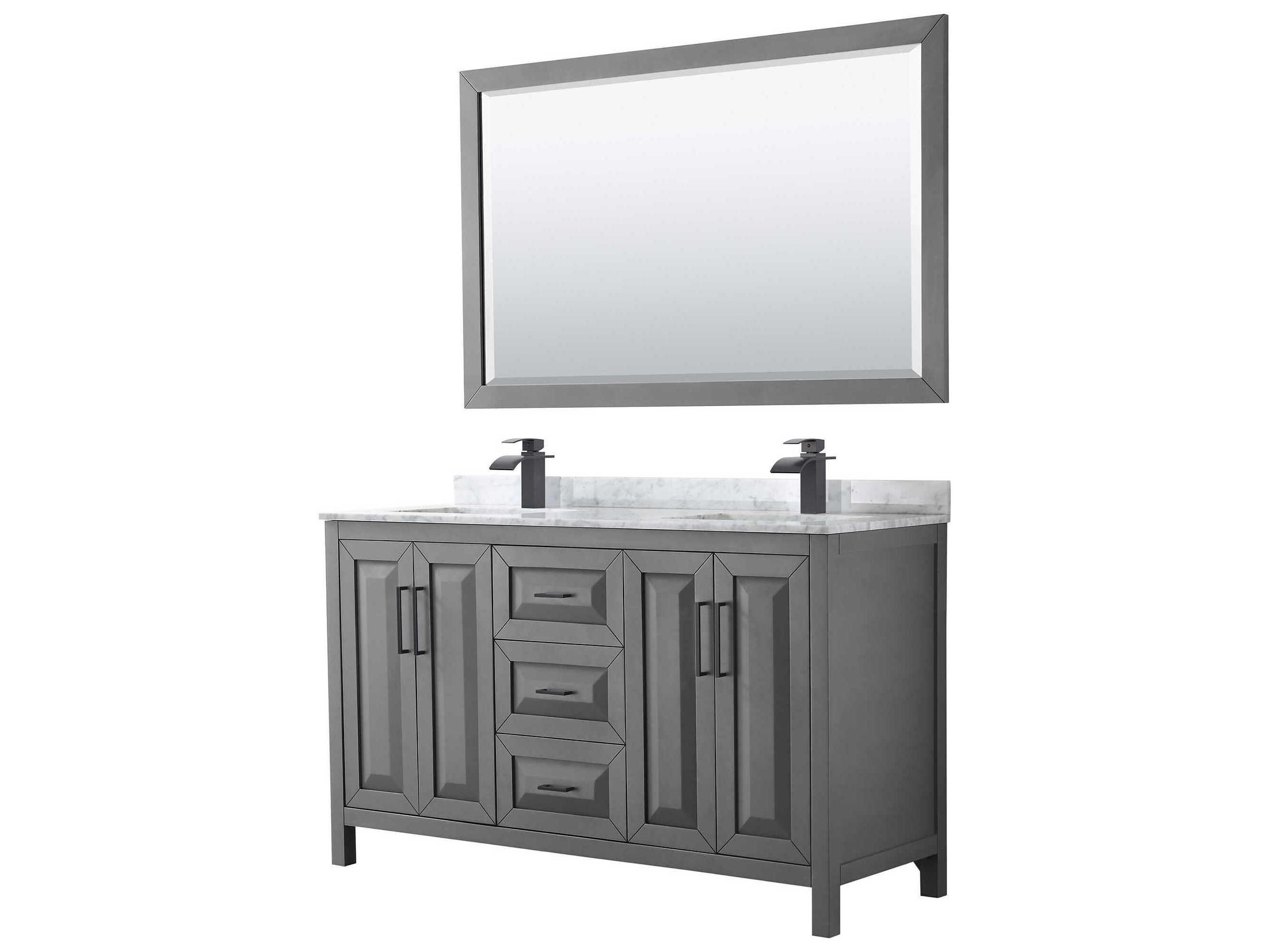 Wyndham Collection Daria 60" Dark Gray Vanity with 58" Mirror