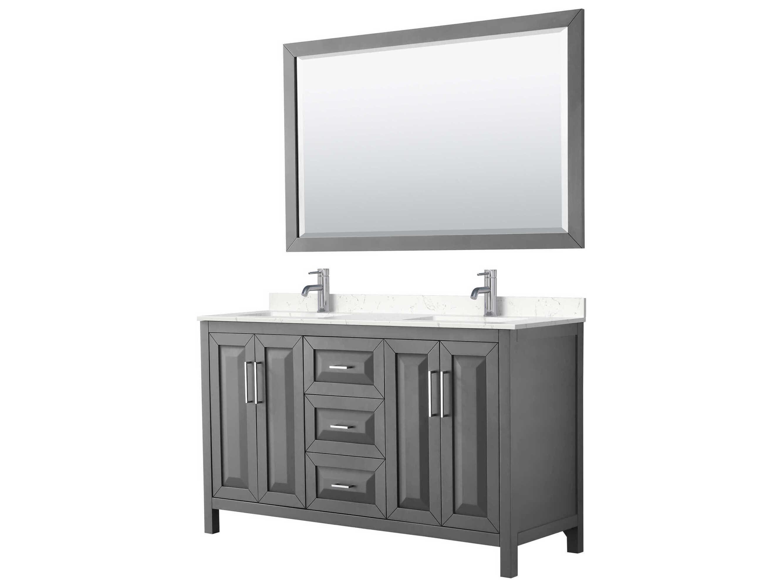 Wyndham Collection Daria 60" Dark Gray Vanity with 58" Mirror
