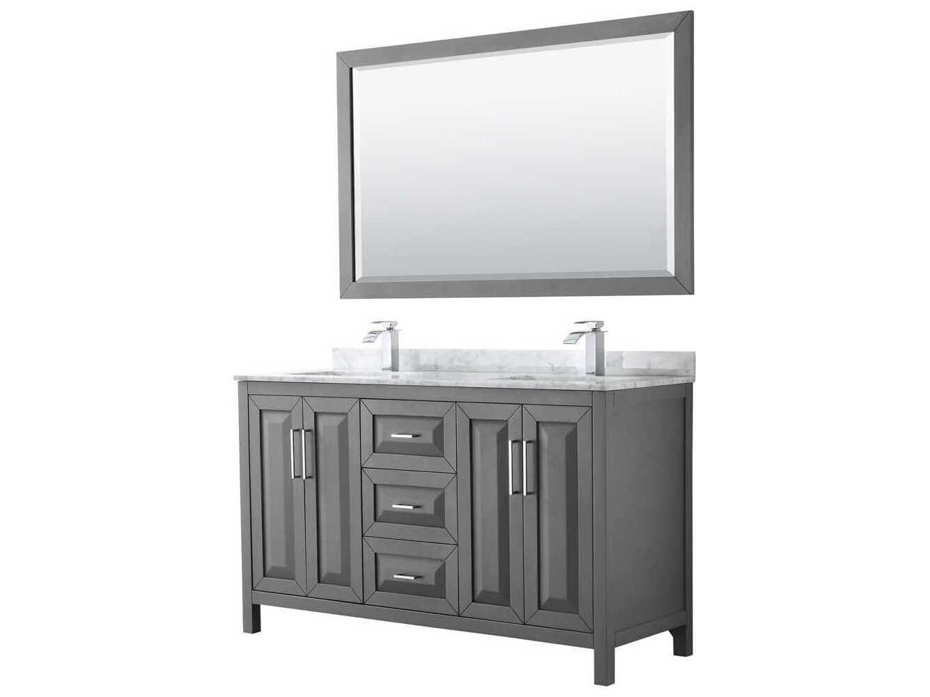 Wyndham Collection Daria 60" Dark Gray Vanity with 58" Mirror