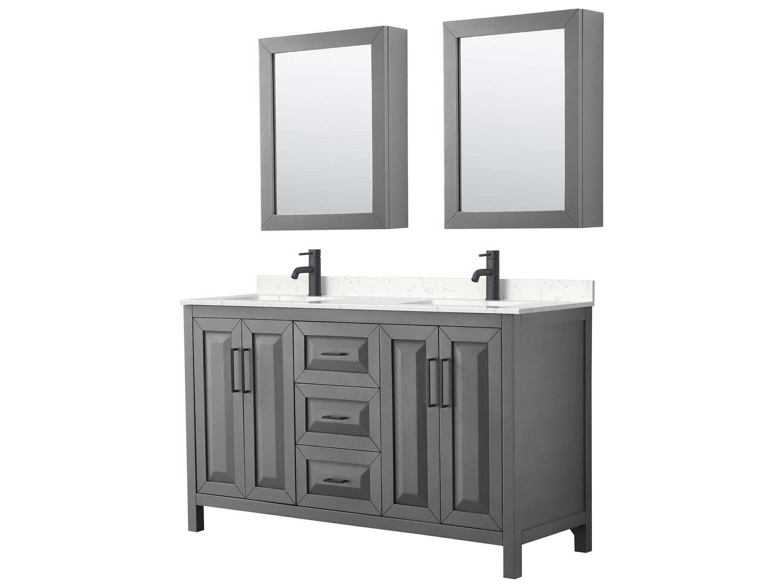 Wyndham Collection Daria 60" Dark Gray Vanity with Medicine Cabinet