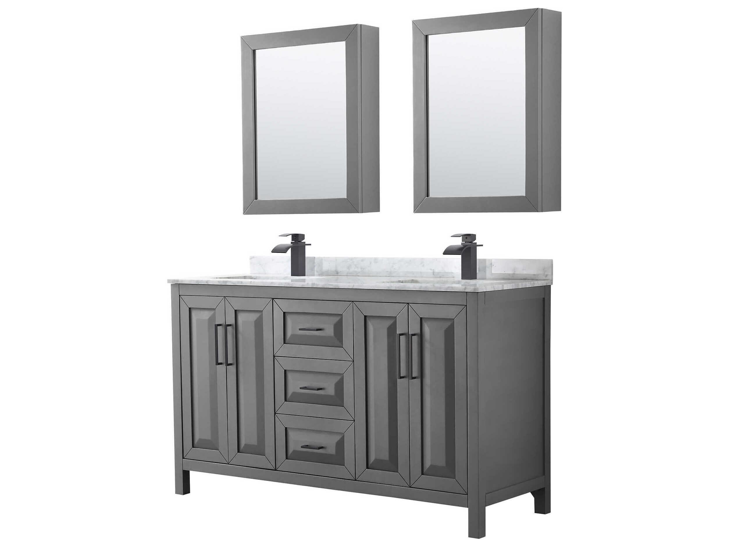 Wyndham Collection Daria 60" Dark Gray Vanity with Medicine Cabinet