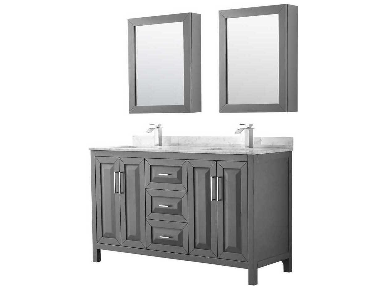Wyndham Collection Daria 60" Dark Gray Vanity with Medicine Cabinet