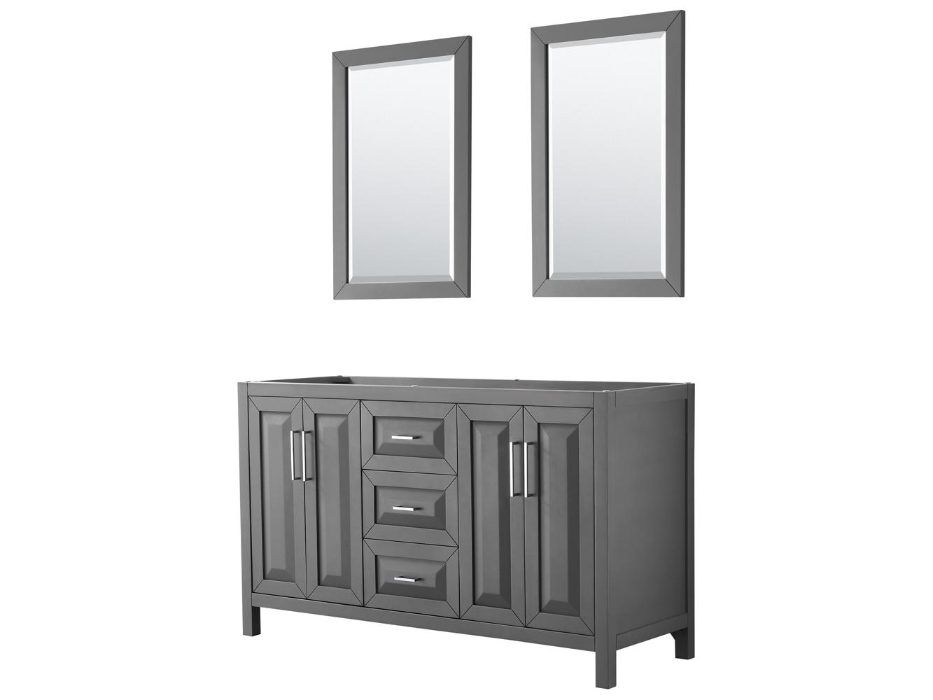Wyndham Collection Daria 59" Dark Gray Vanity with 24" Mirror