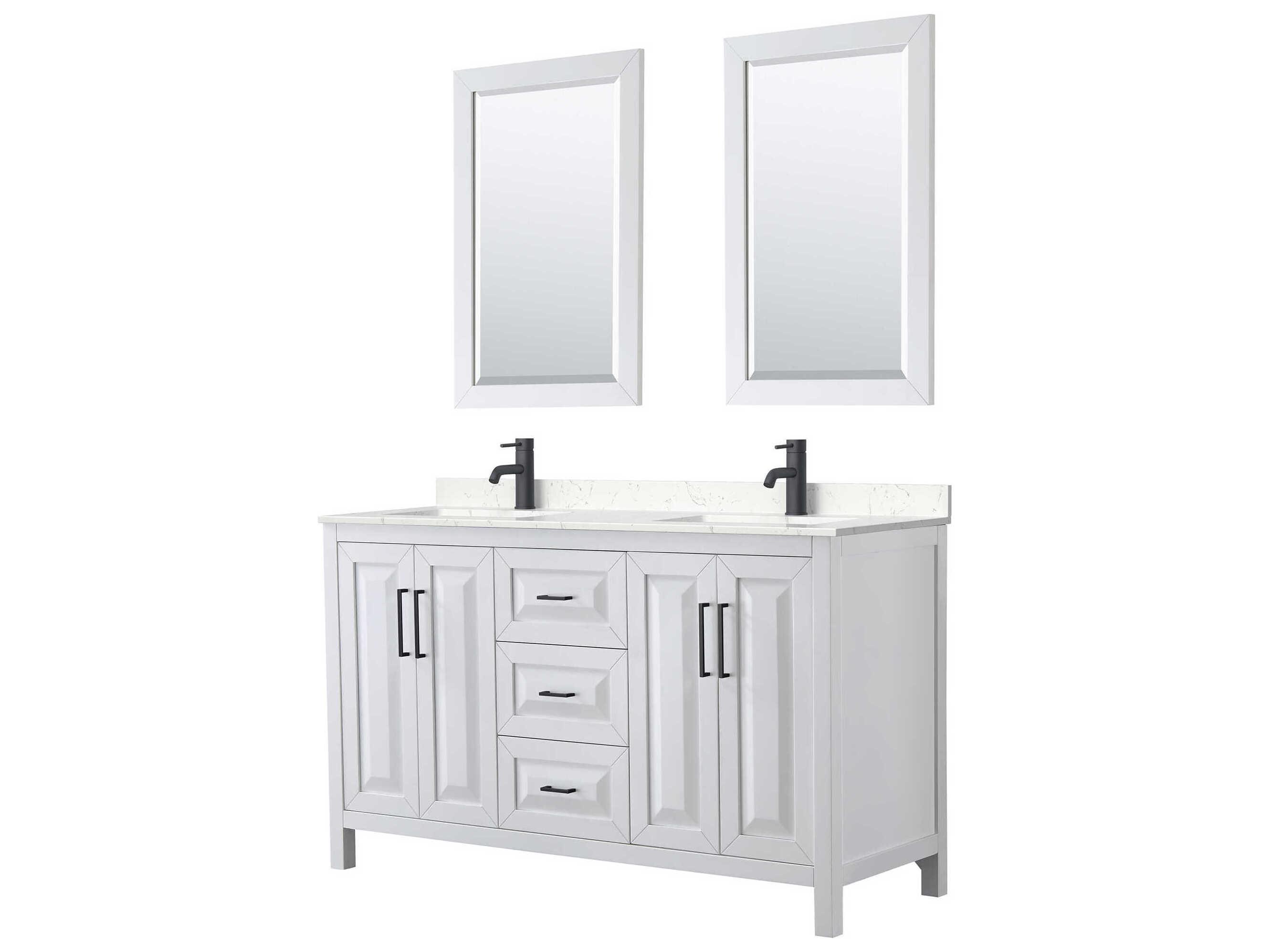 Wyndham Collection Daria 60" White Vanity with 24" Mirror