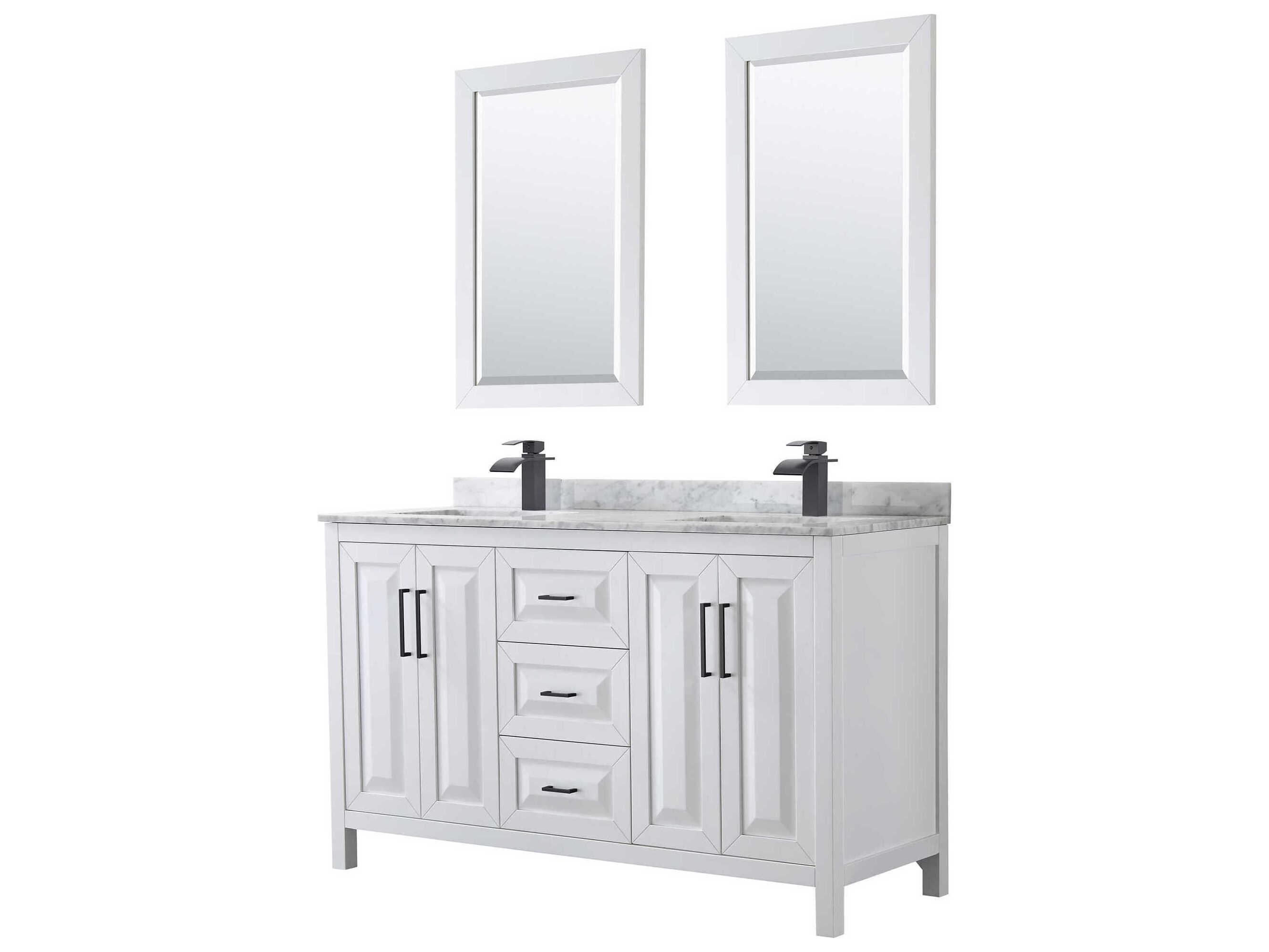 Wyndham Collection Daria 60" White Vanity with 24" Mirror