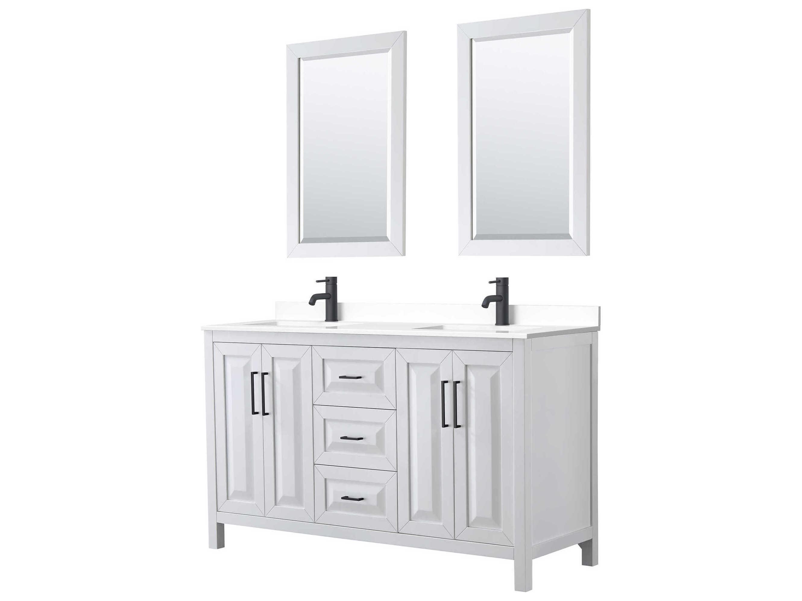 Wyndham Collection Daria 60" White Vanity with 24" Mirror