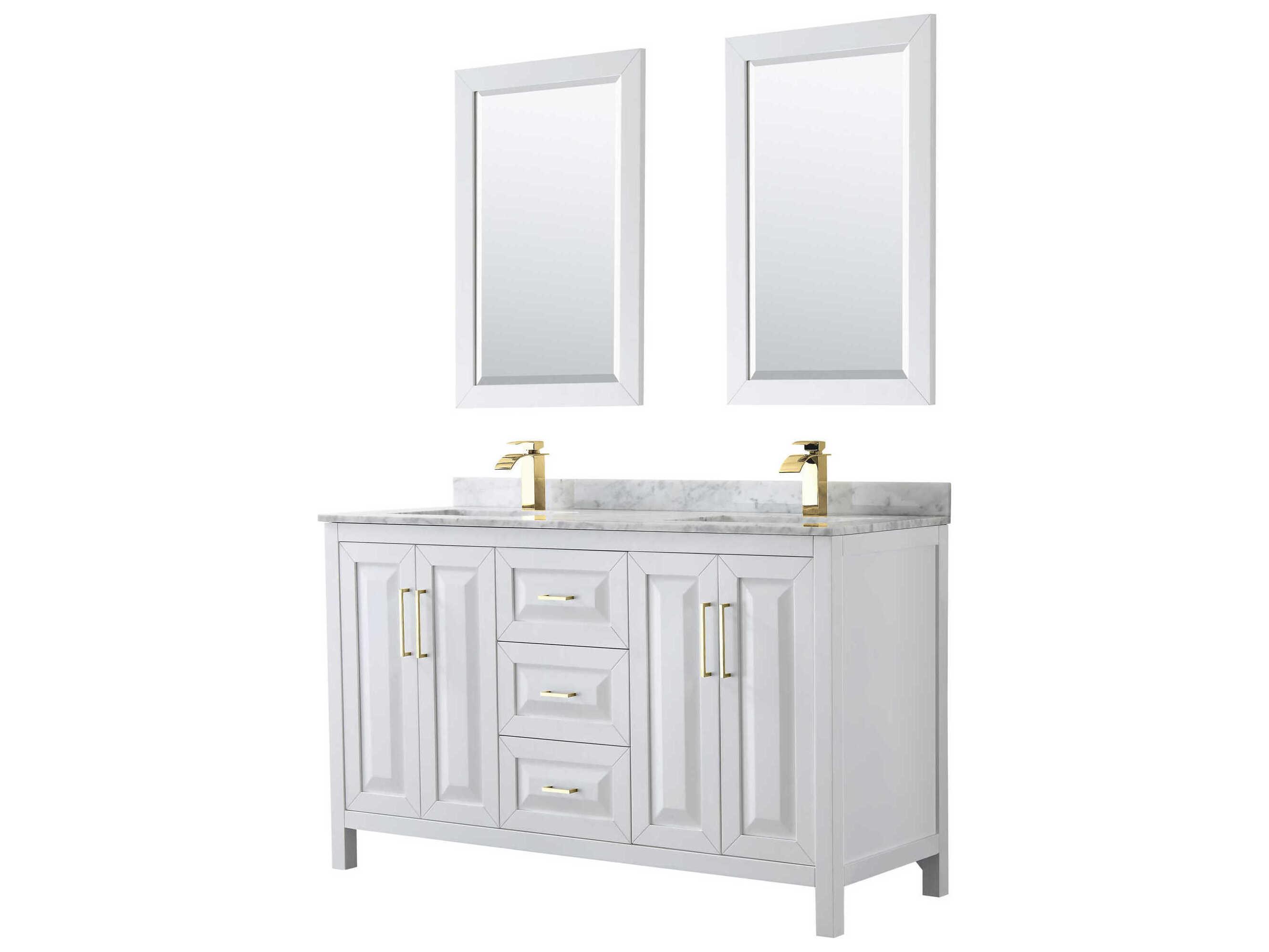 Wyndham Collection Daria 60" White Vanity with 24" Mirror