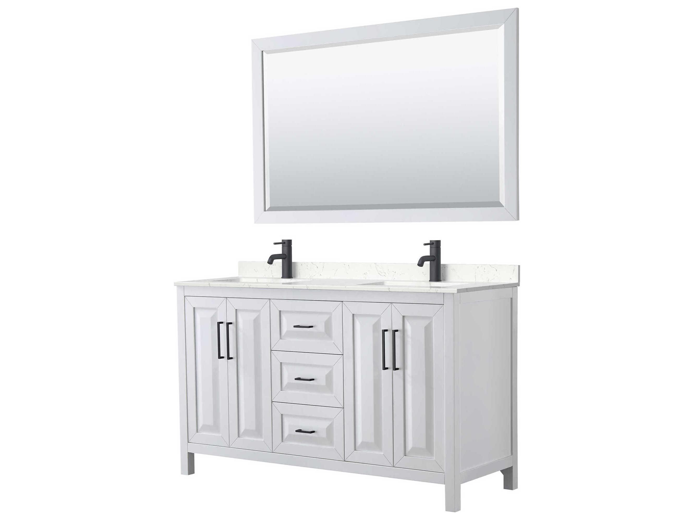 Wyndham Collection Daria 60" White Vanity with 58" Mirror