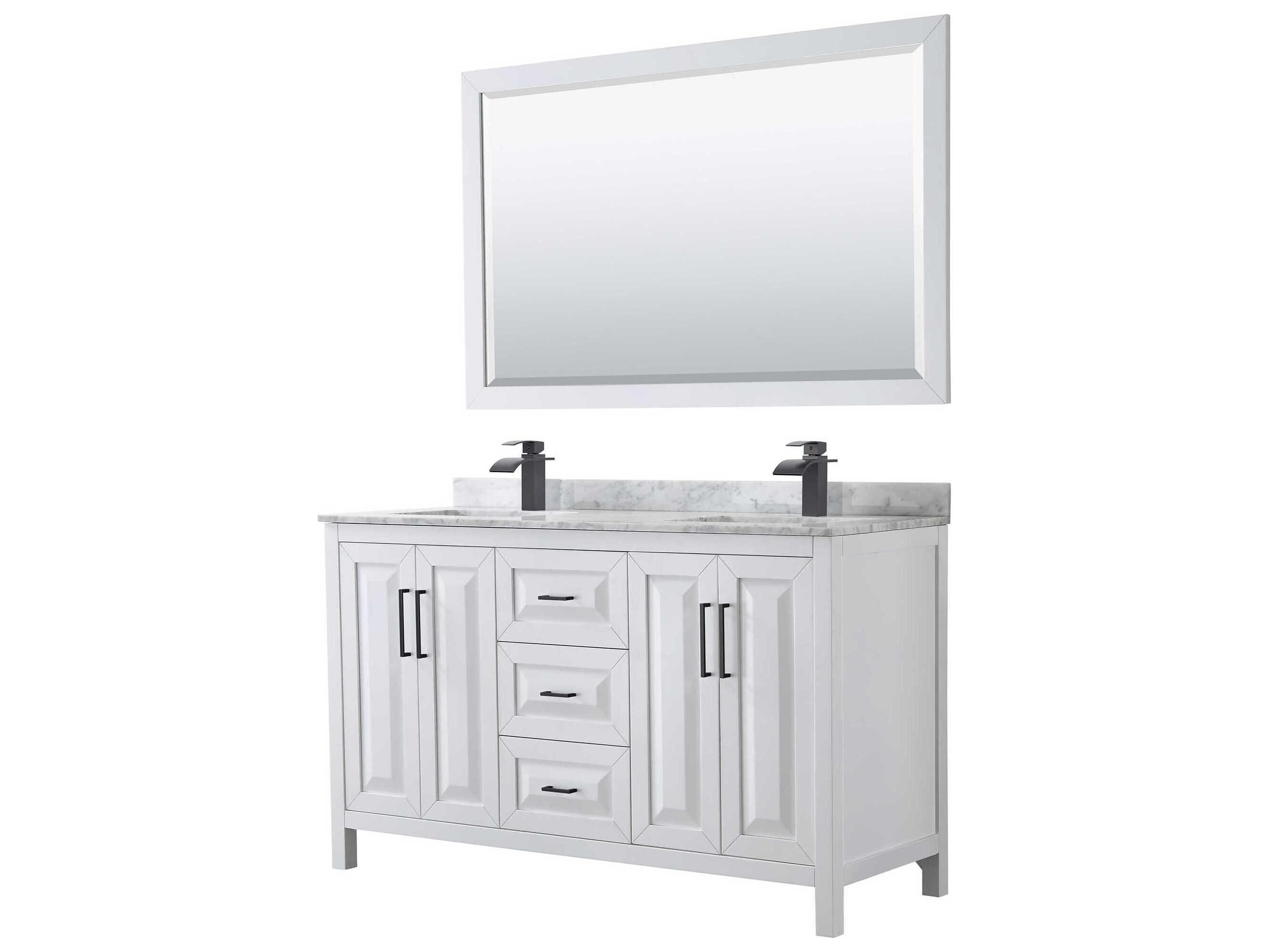 Wyndham Collection Daria 60" White Vanity with 58" Mirror
