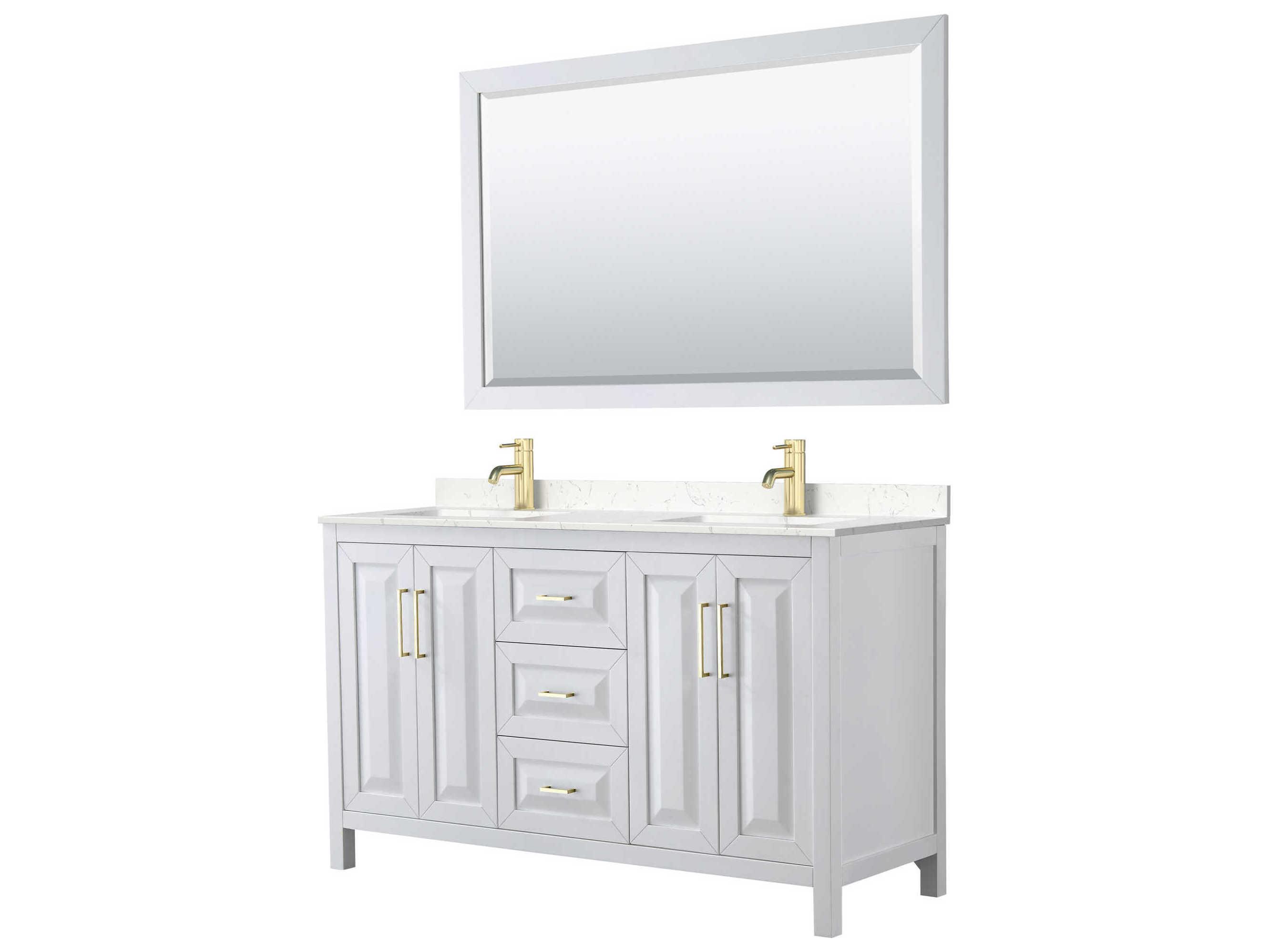 Wyndham Collection Daria 60" White Vanity with 58" Mirror