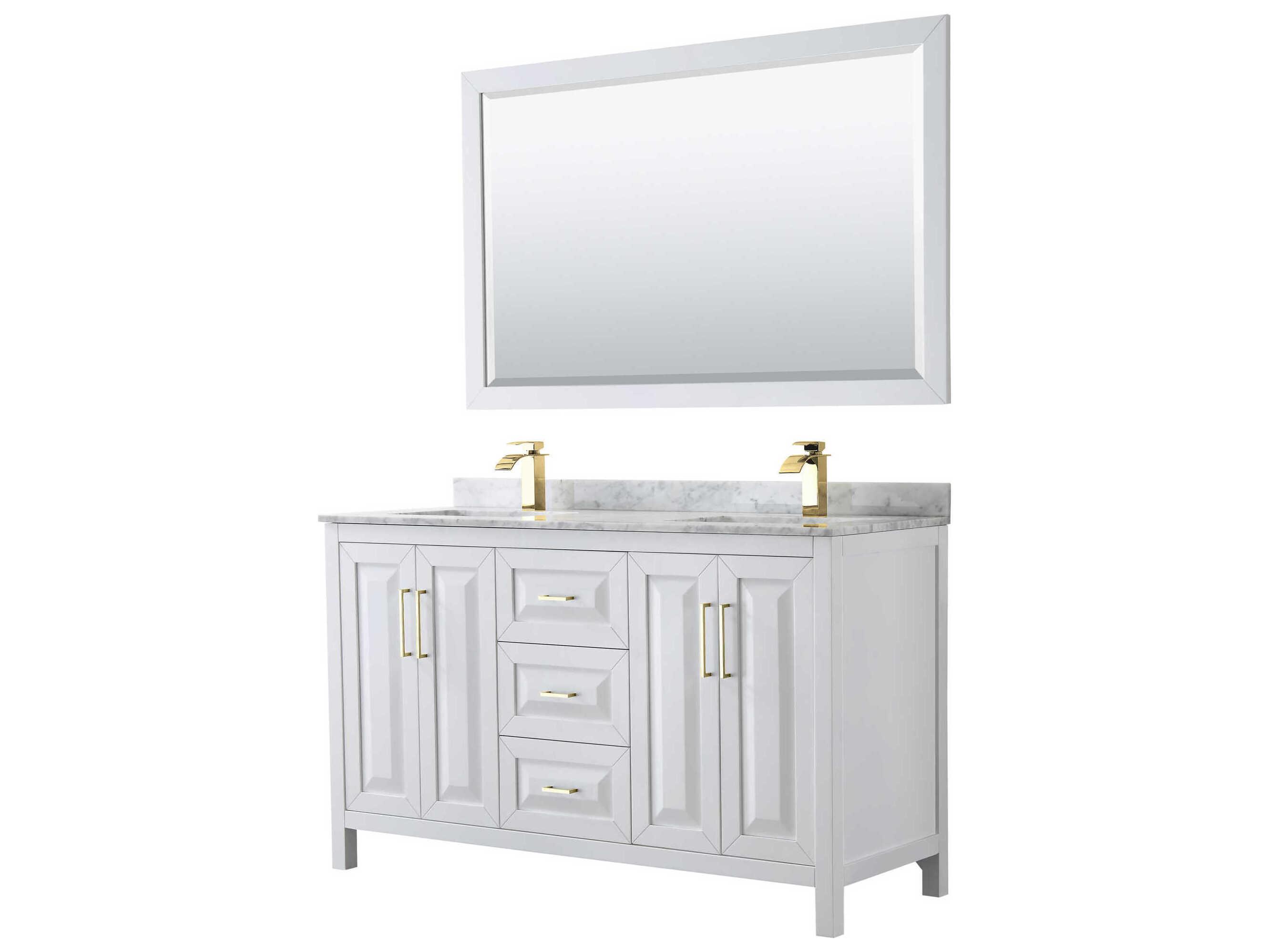 Wyndham Collection Daria 60" White Vanity with 58" Mirror