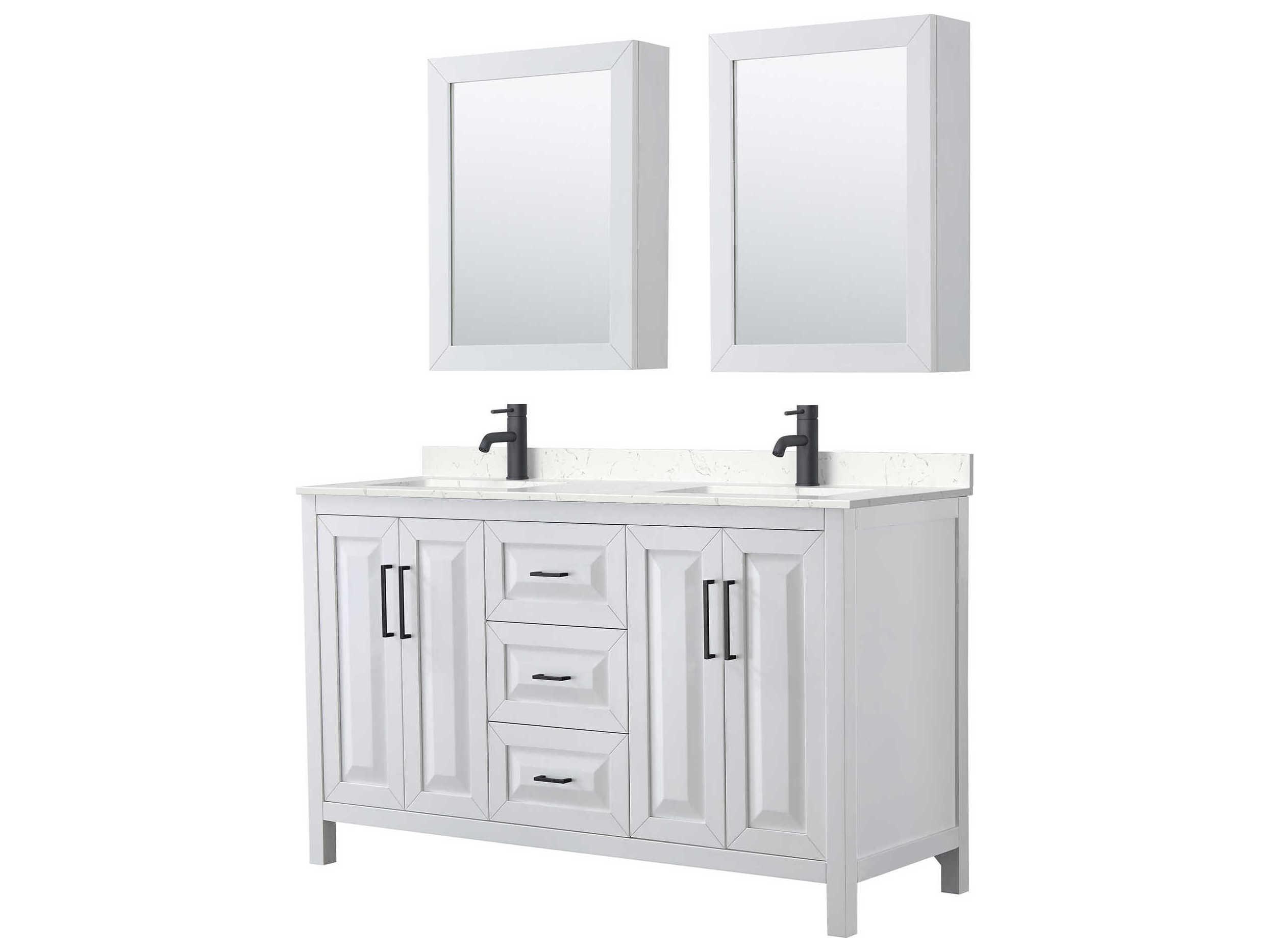 Wyndham Collection Daria 60" White Vanity with Medicine Cabinet