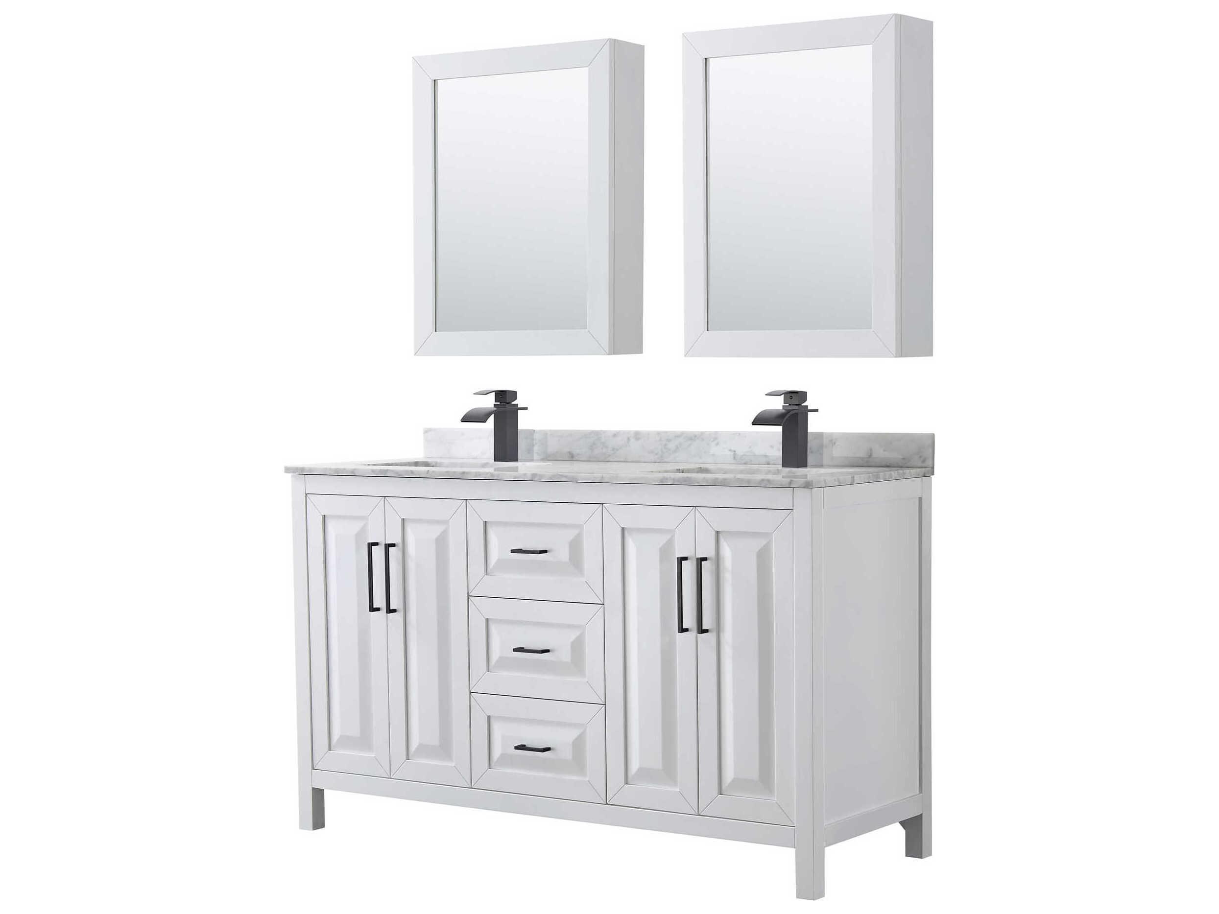 Wyndham Collection Daria 60" White Vanity with Medicine Cabinet