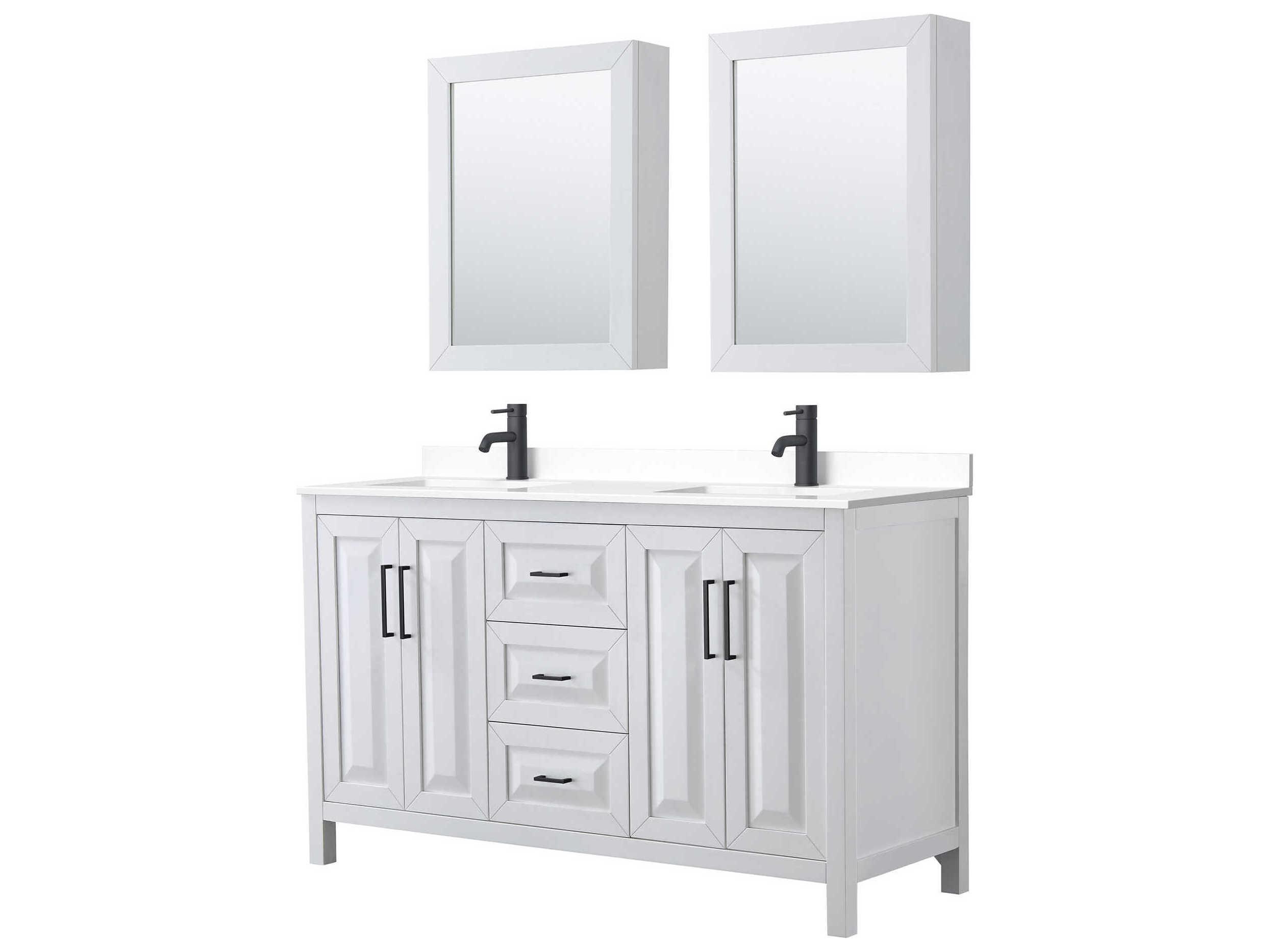 Wyndham Collection Daria 60" White Vanity with Medicine Cabinet