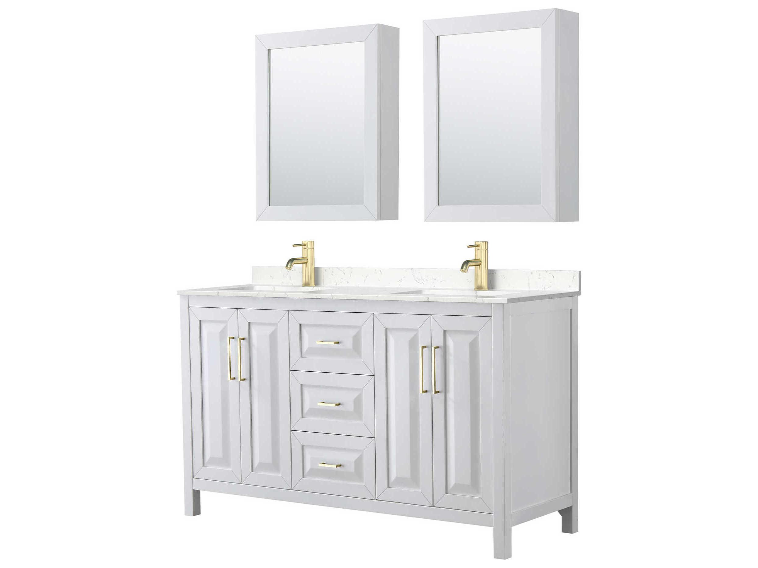 Wyndham Collection Daria 60" White Vanity with Medicine Cabinet