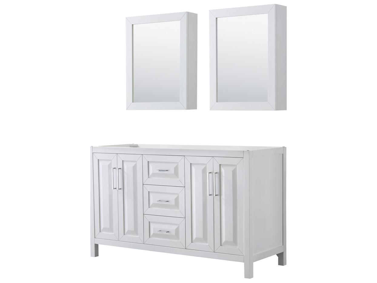 Wyndham Collection Daria 59" White Vanity with Medicine Cabinet