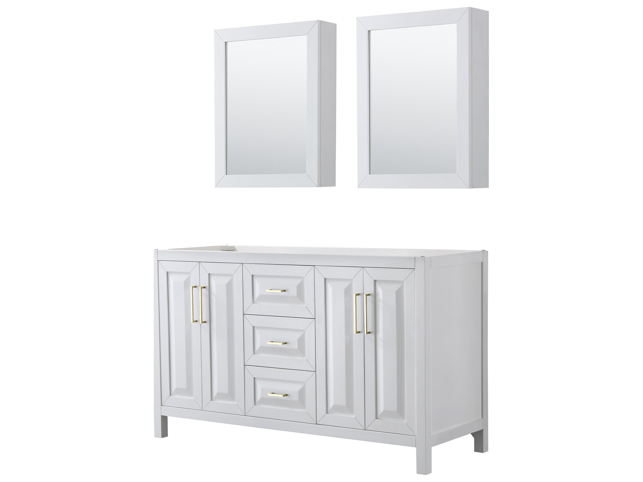 Wyndham Collection Daria 59" White Vanity with Medicine Cabinet