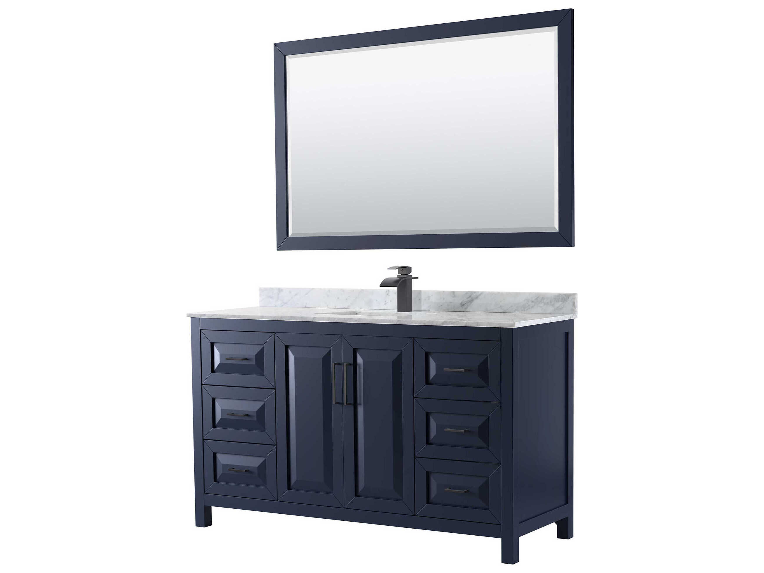 Wyndham Collection Daria 60" Dark Blue Vanity with 58" Mirror