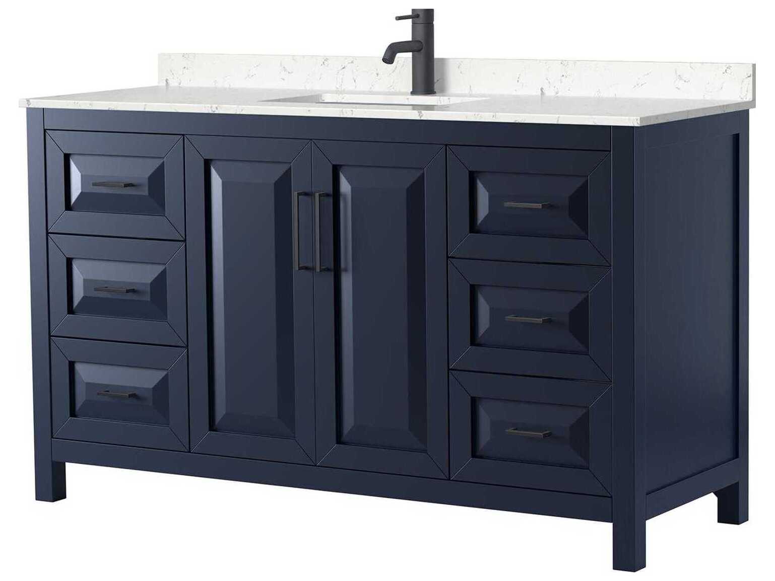 Wyndham Collection Daria 60" Dark Blue Vanity