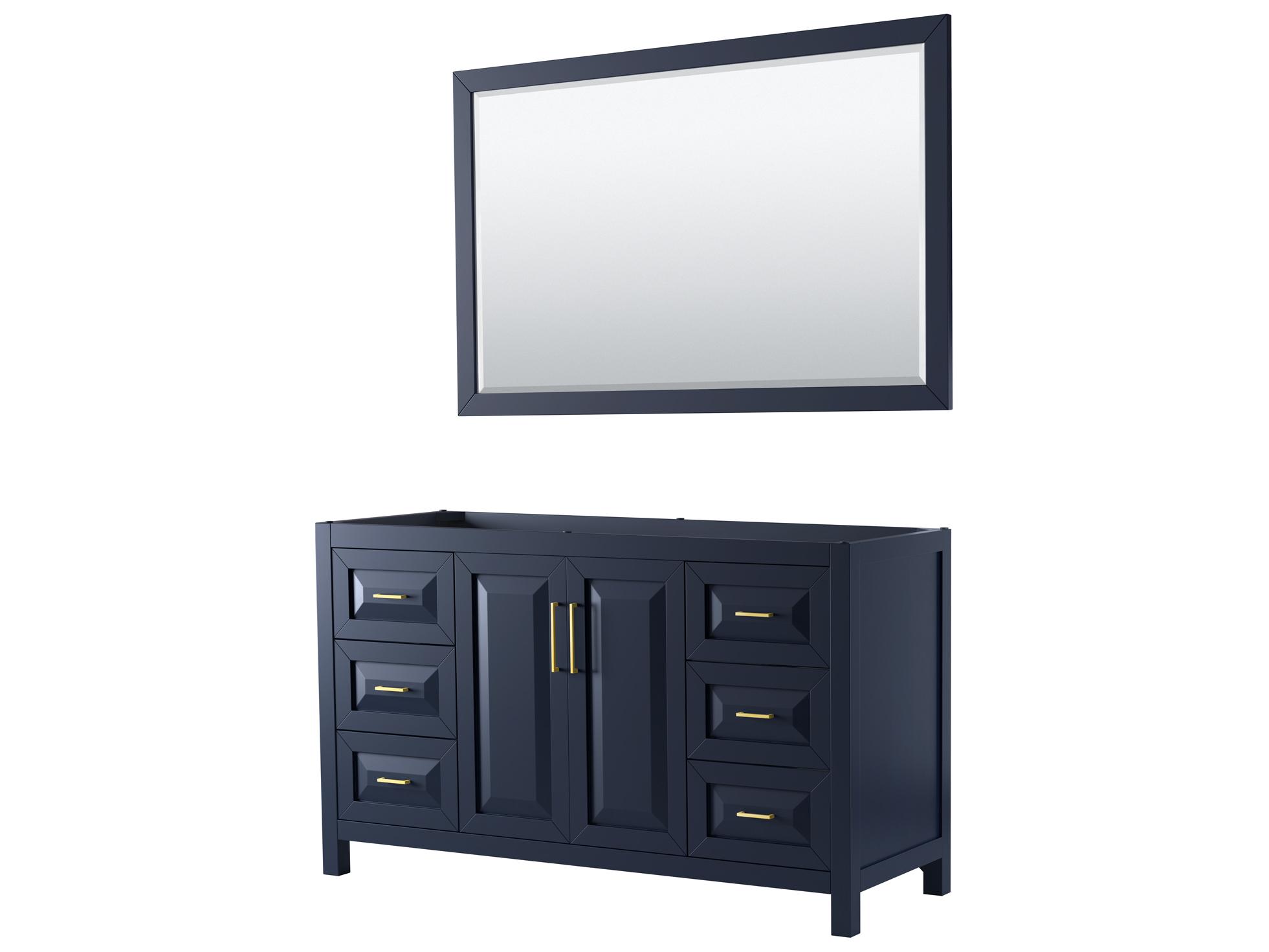 Wyndham Collection Daria 59" Dark Blue Vanity with 58" Mirror