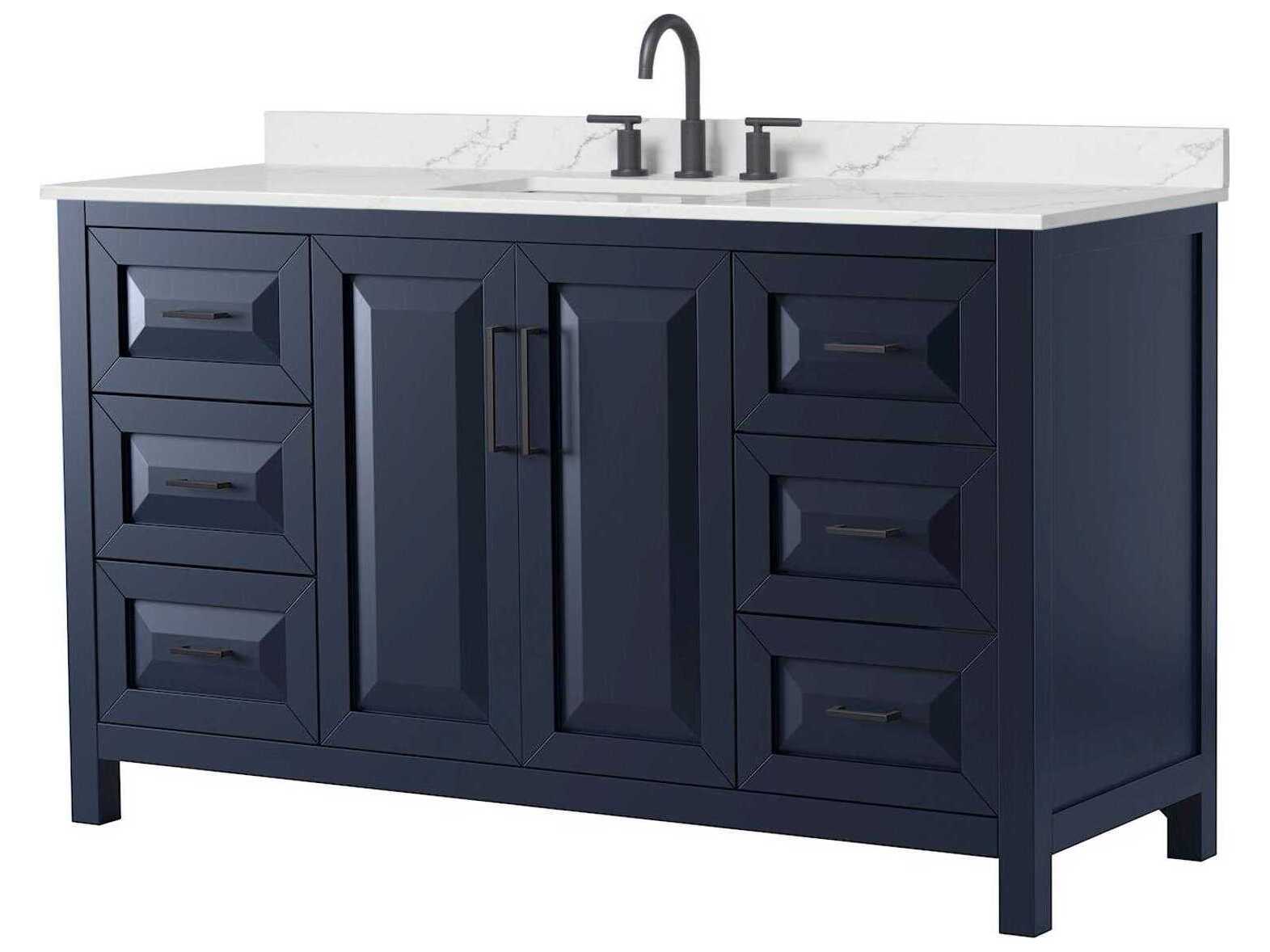 Wyndham Collection Daria 60" Dark Blue Vanity