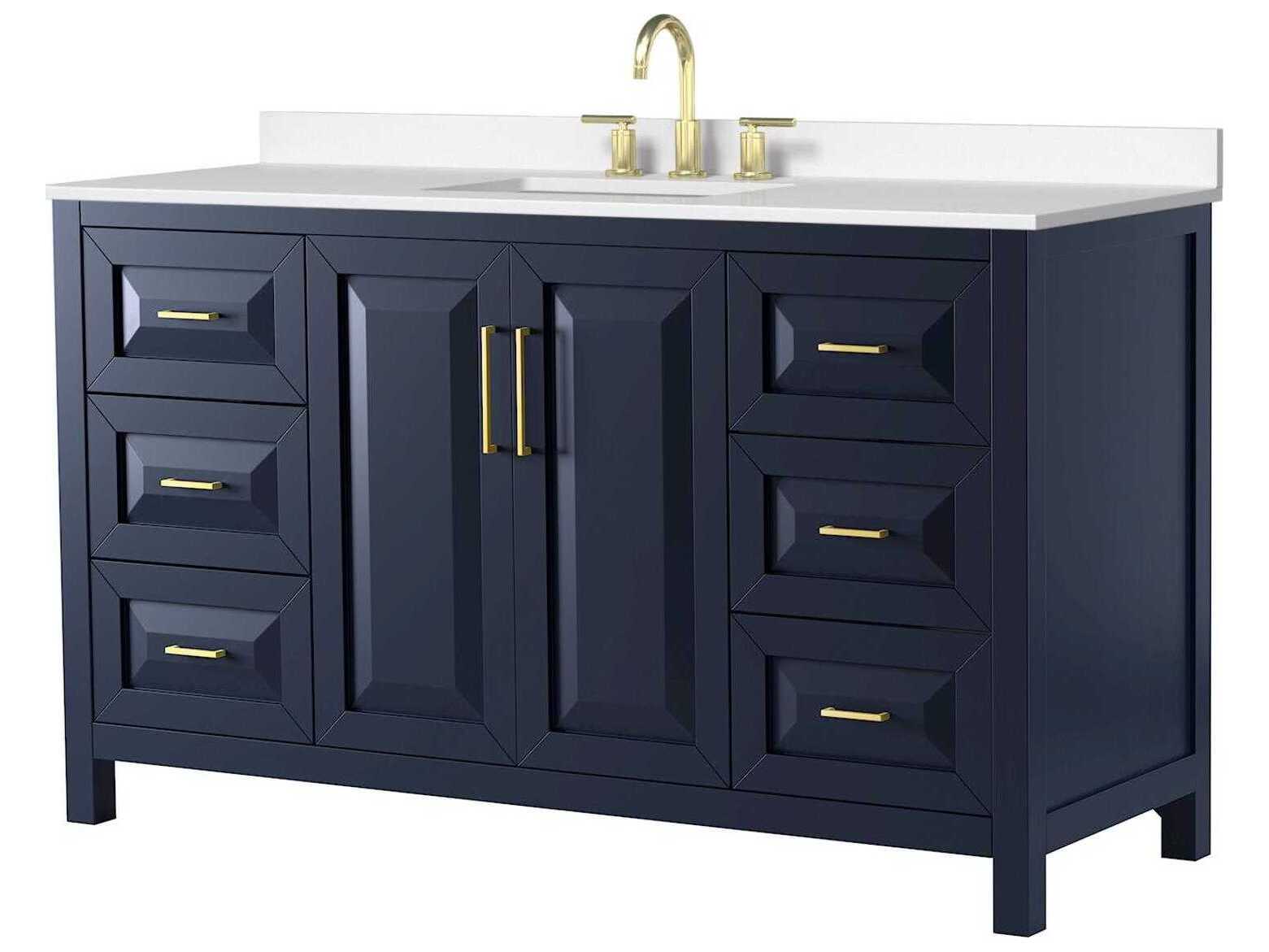 Wyndham Collection Daria 60" Dark Blue Vanity