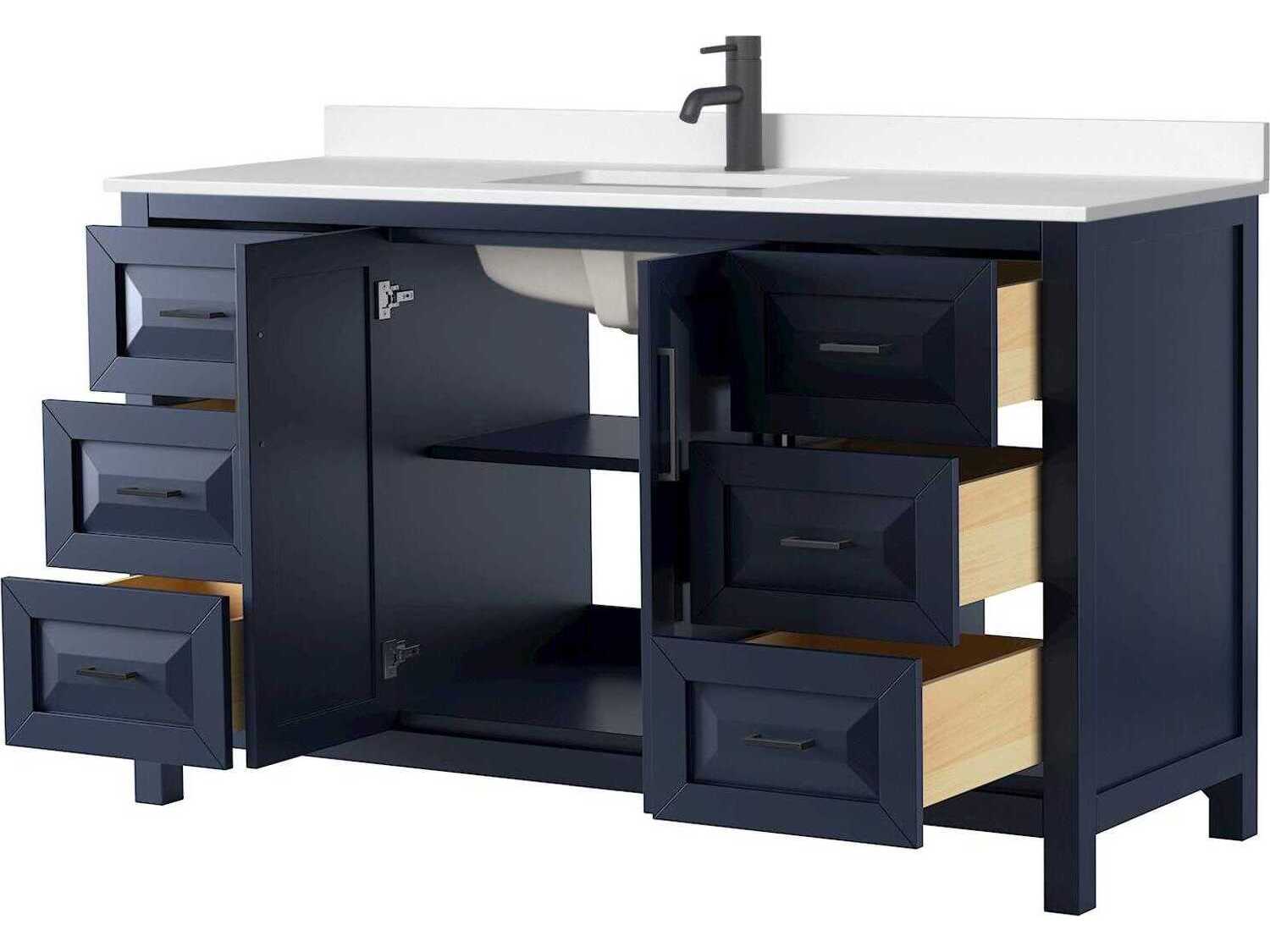 Wyndham Collection Daria 60" Dark Blue Vanity