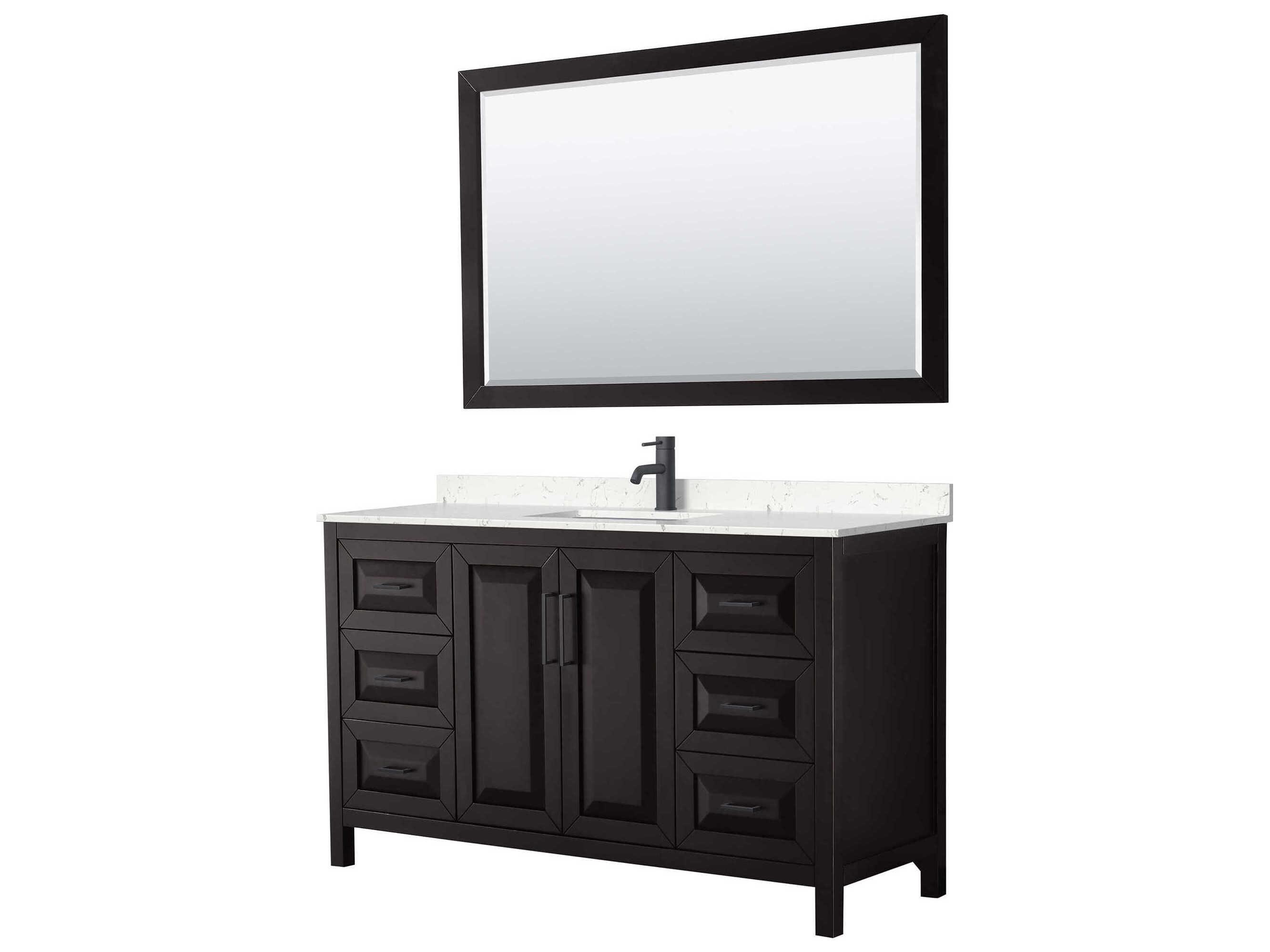 Wyndham Collection Daria 60" Dark Espresso Vanity with 58" Mirror