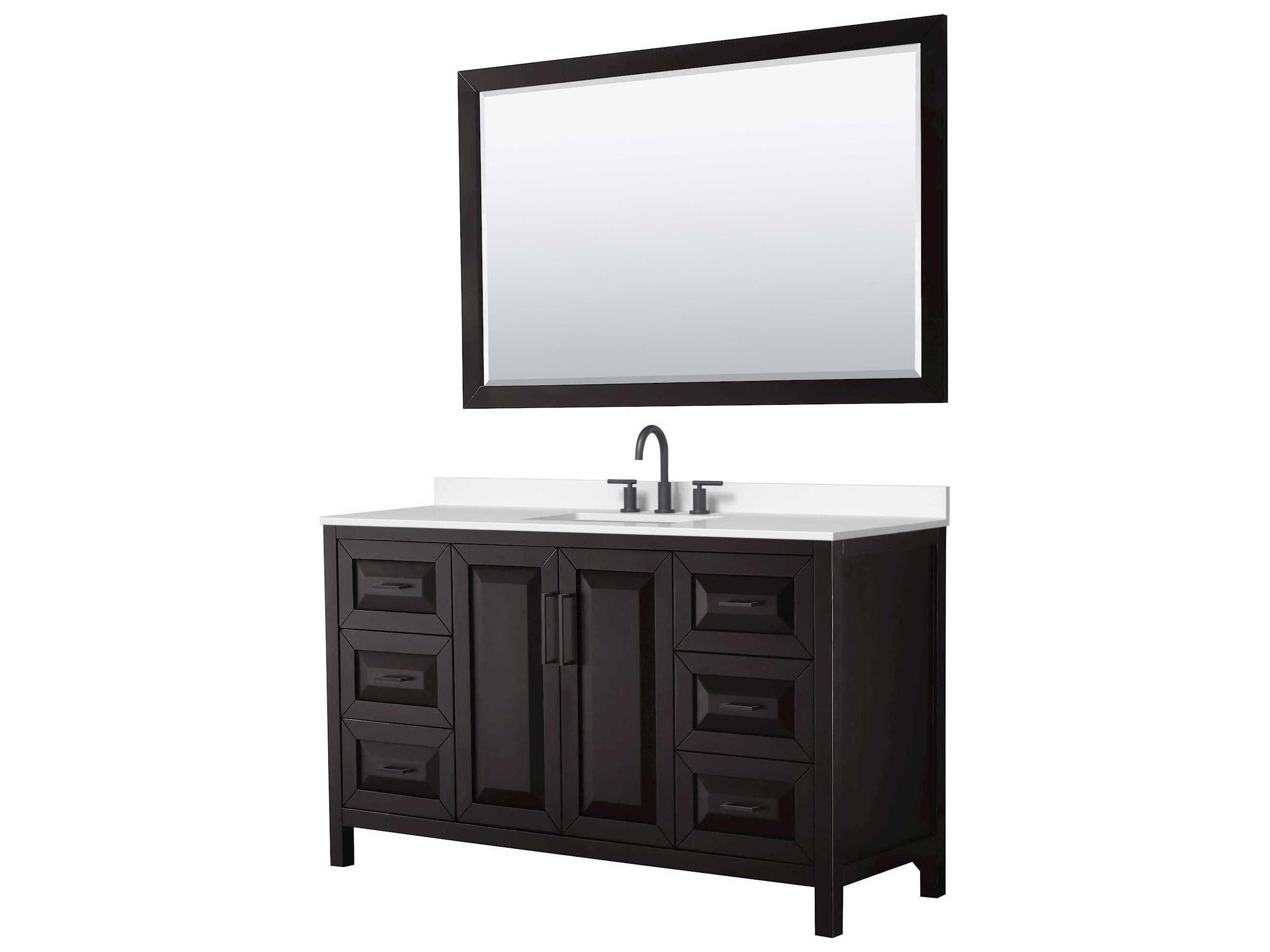 Wyndham Collection Daria 60" Dark Espresso Vanity with 58" Mirror