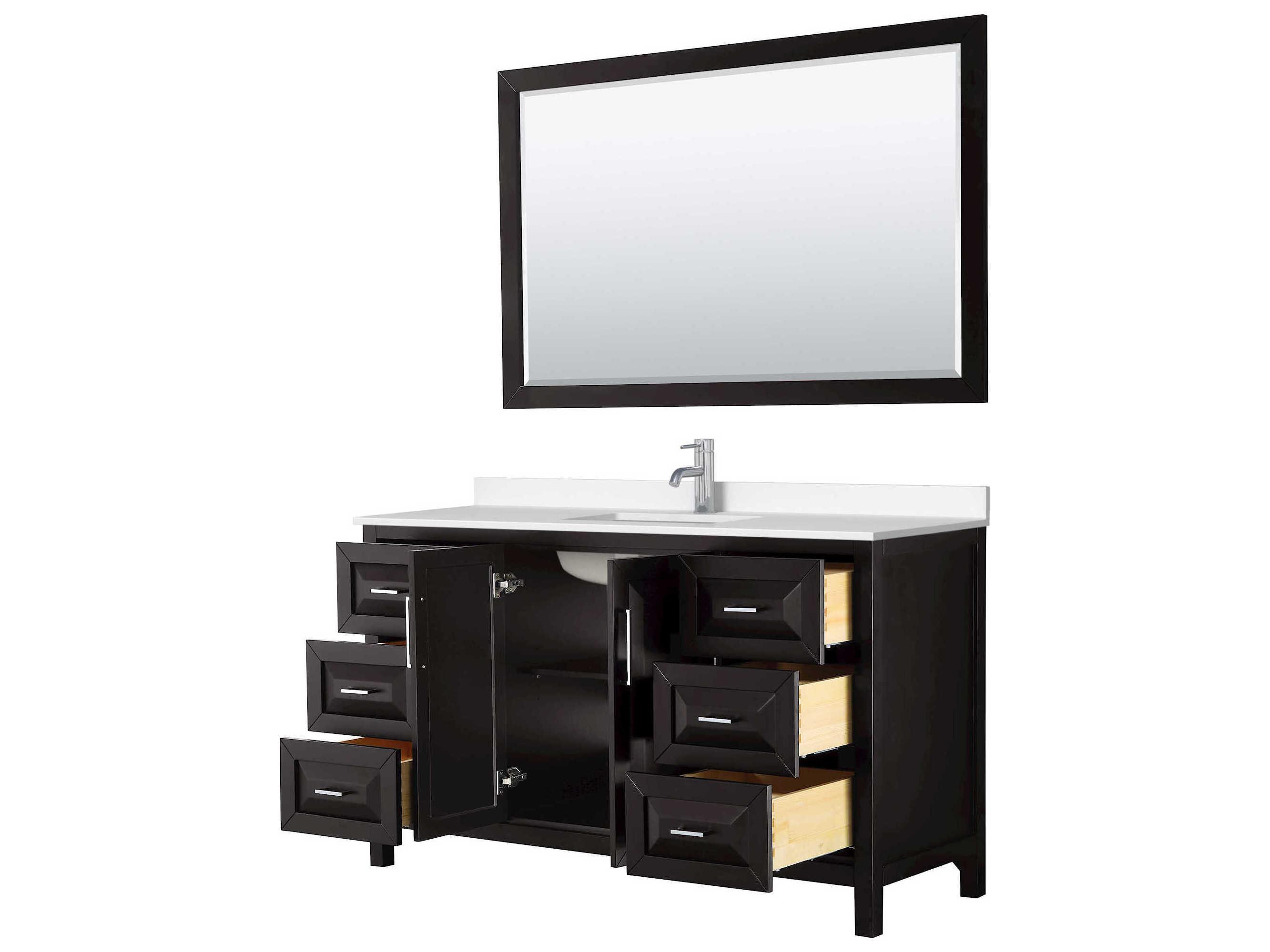 Wyndham Collection Daria 60" Dark Espresso Vanity with 58" Mirror