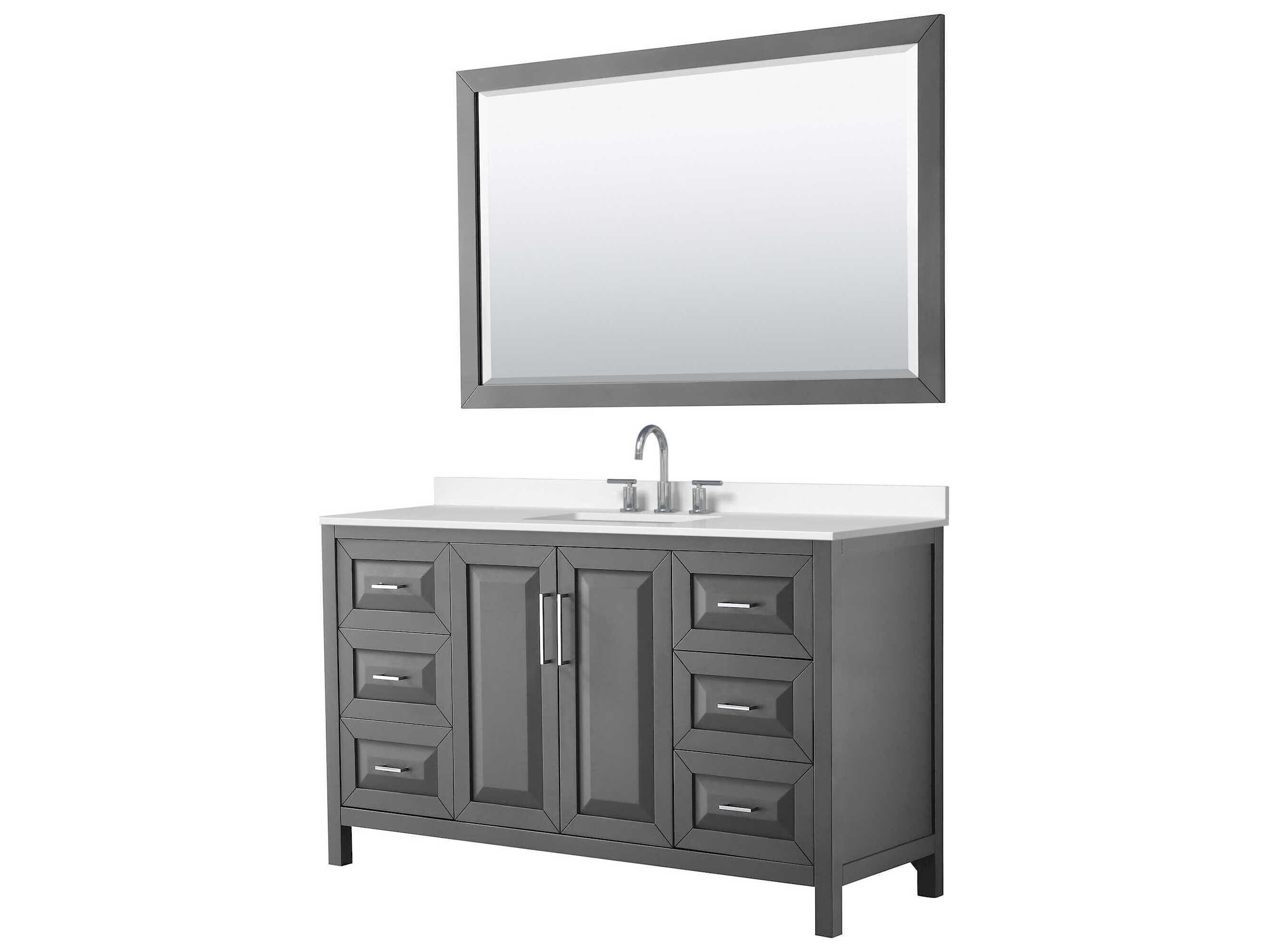 Wyndham Collection Daria 60" Dark Gray Vanity with 58" Mirror