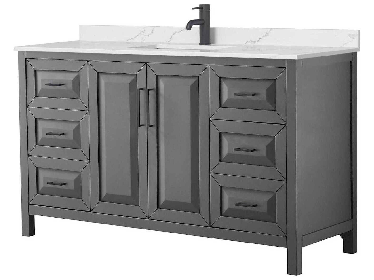 Wyndham Collection Daria 60" Dark Gray Vanity