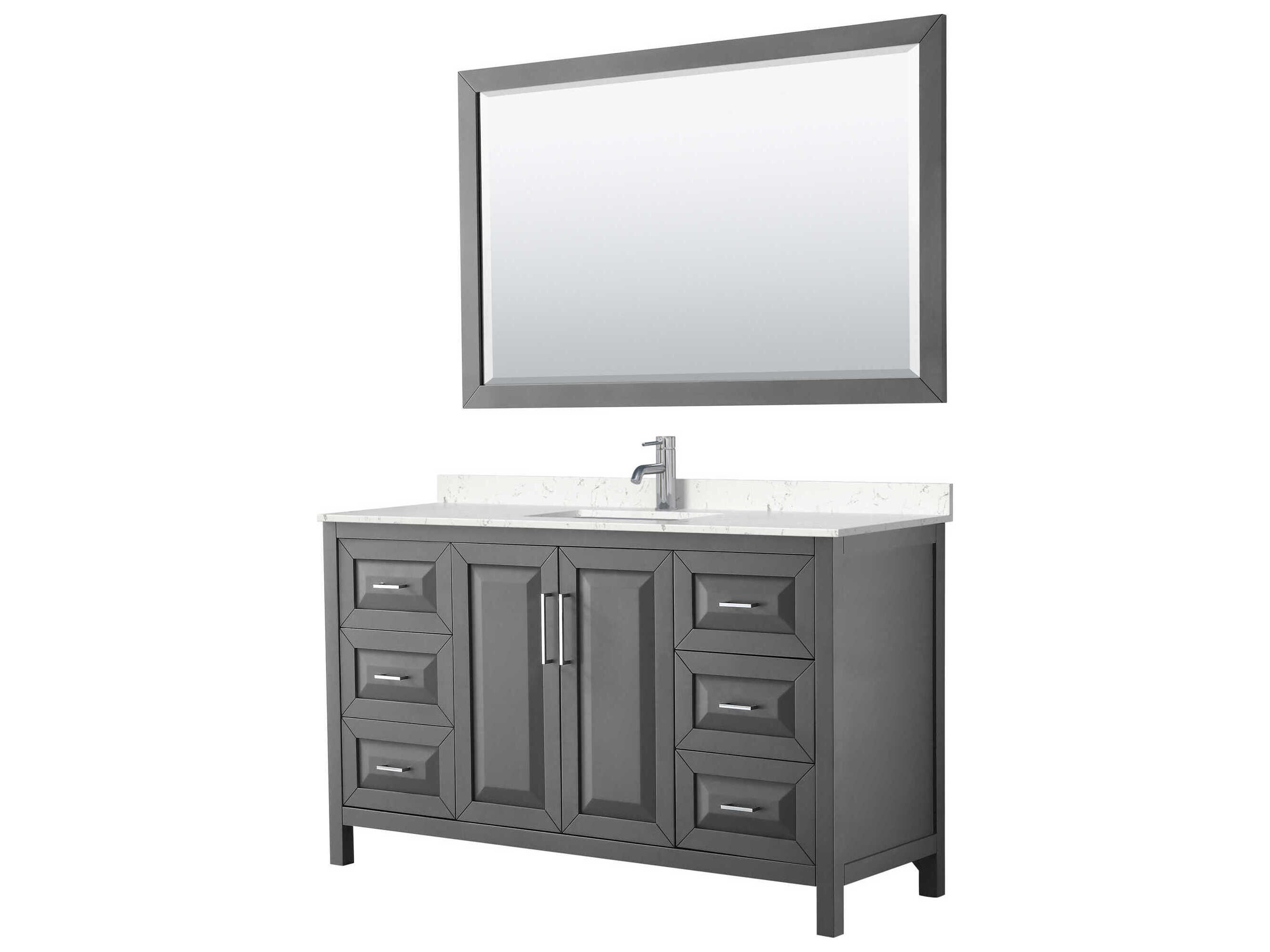 Wyndham Collection Daria 60" Dark Gray Vanity with 58" Mirror