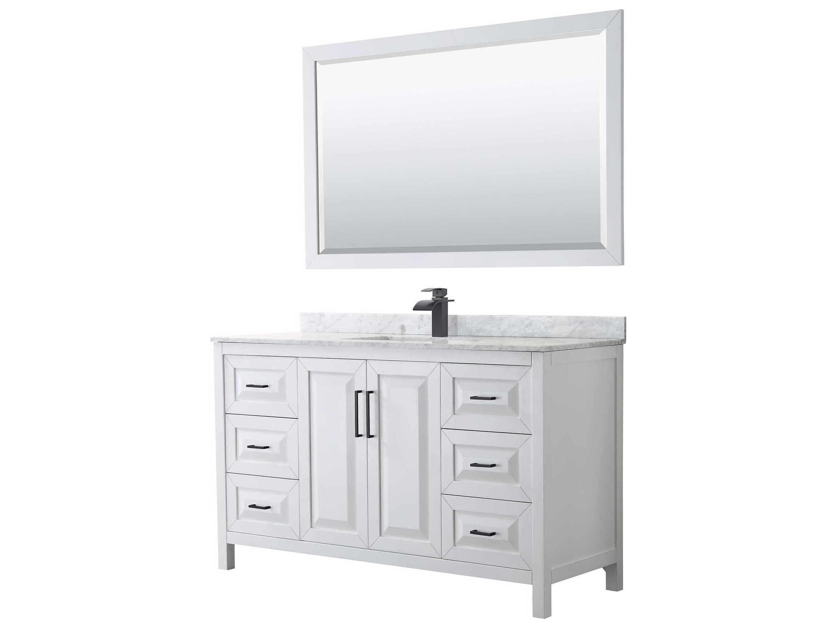 Wyndham Collection Daria 60" White Vanity with 58" Mirror