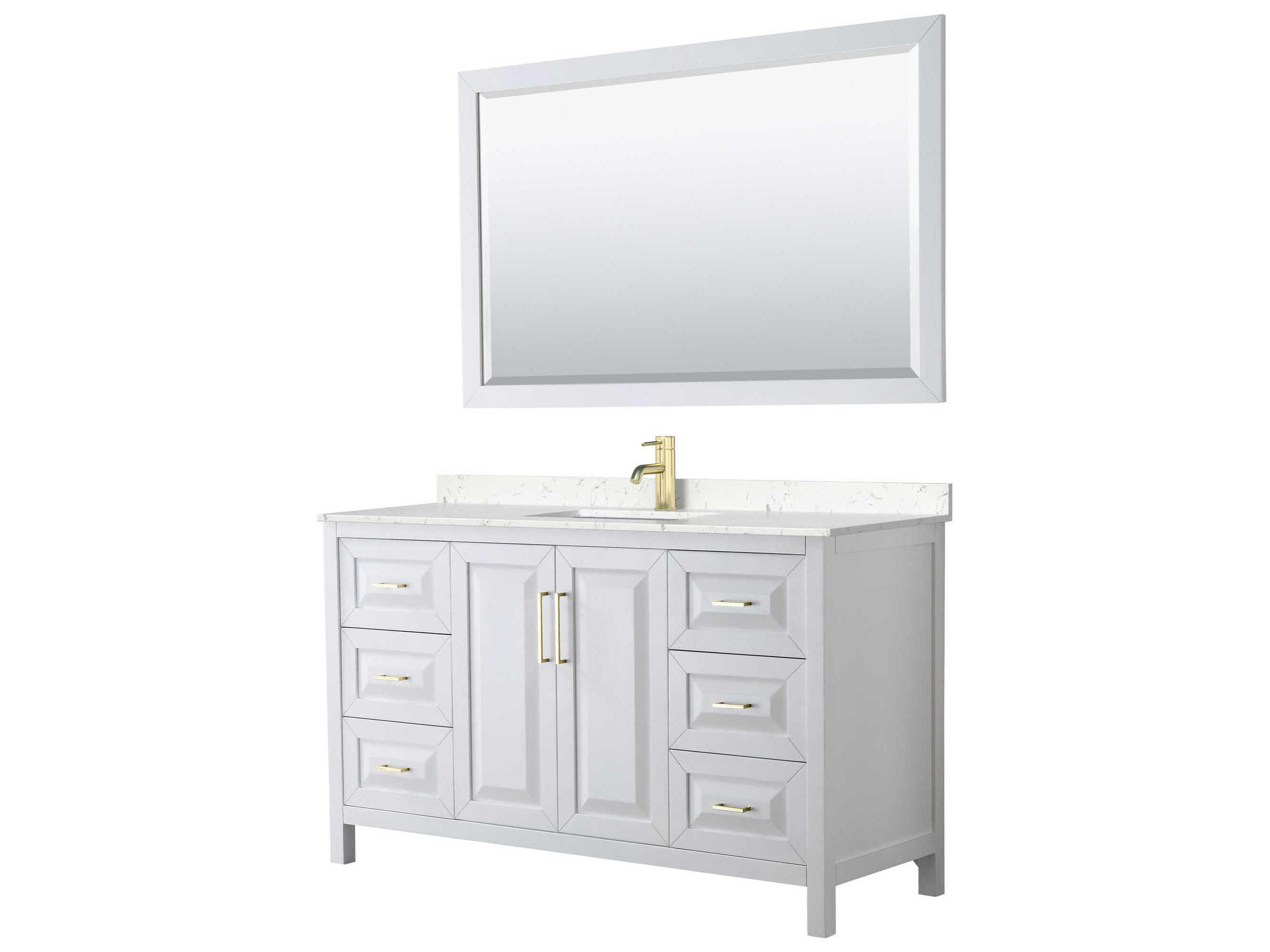 Wyndham Collection Daria 60" White Vanity with 58" Mirror