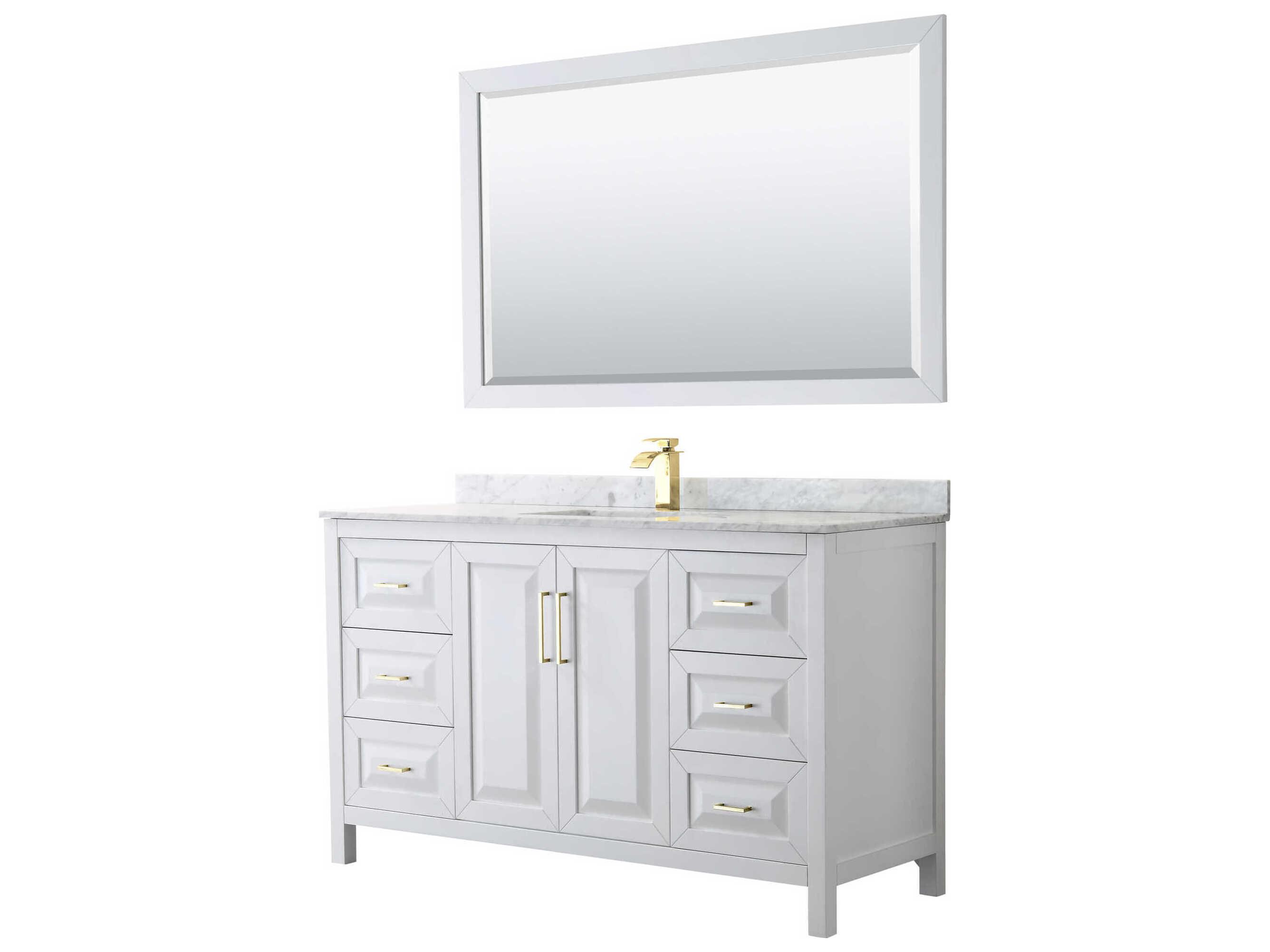 Wyndham Collection Daria 60" White Vanity with 58" Mirror