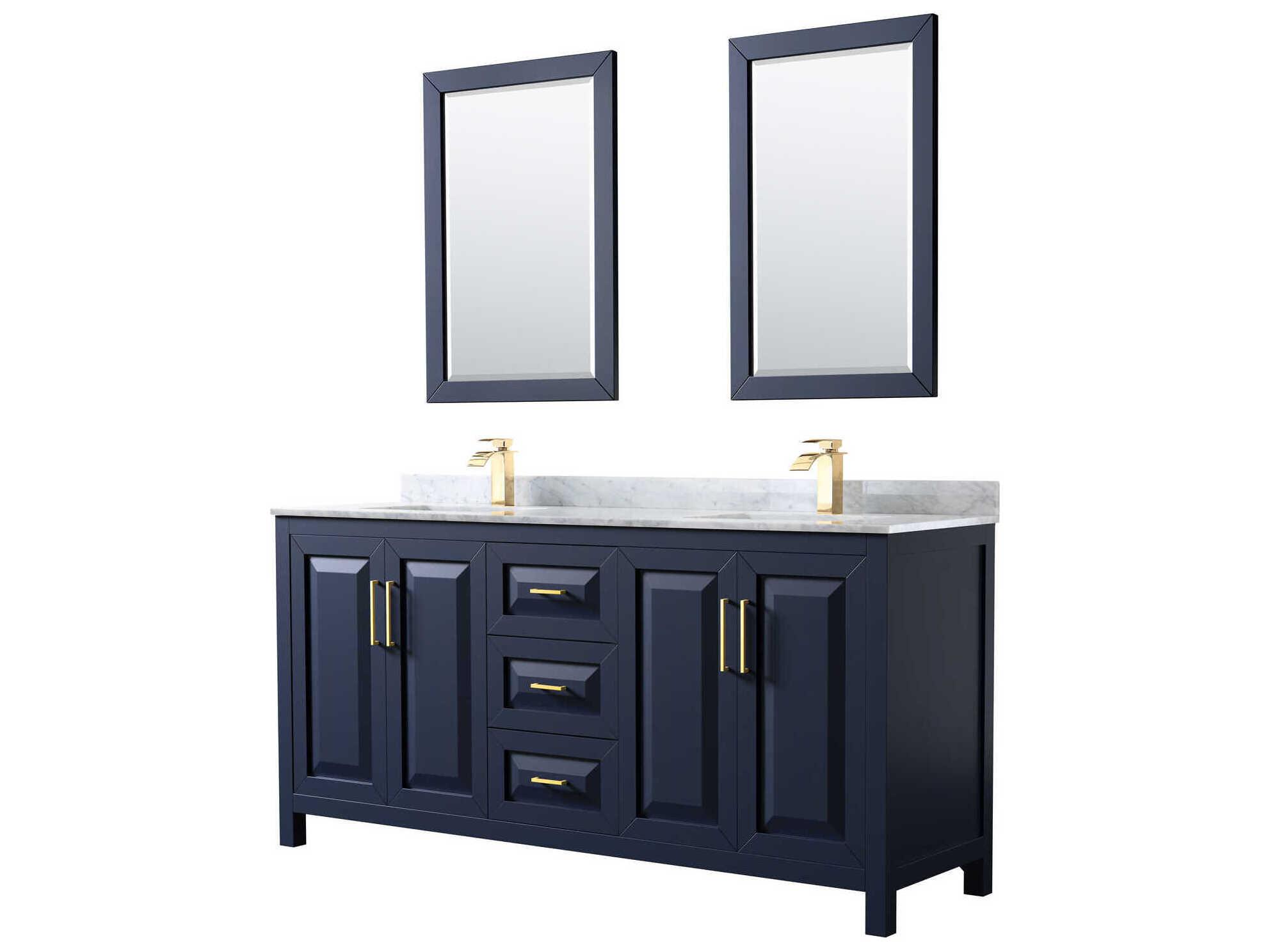 Wyndham Collection Daria 72" Dark Blue Vanity with 24" Mirror