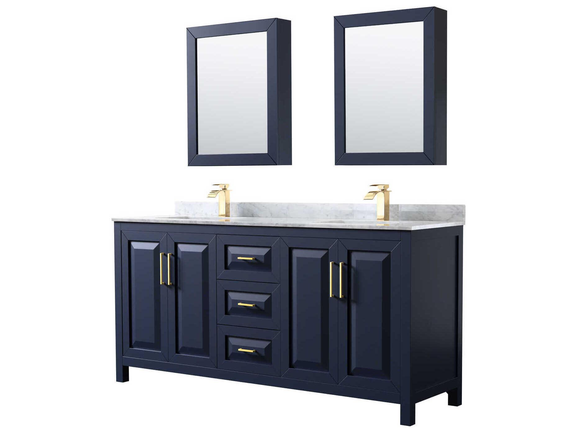 Wyndham Collection Daria 72" Dark Blue Vanity with Medicine Cabinet