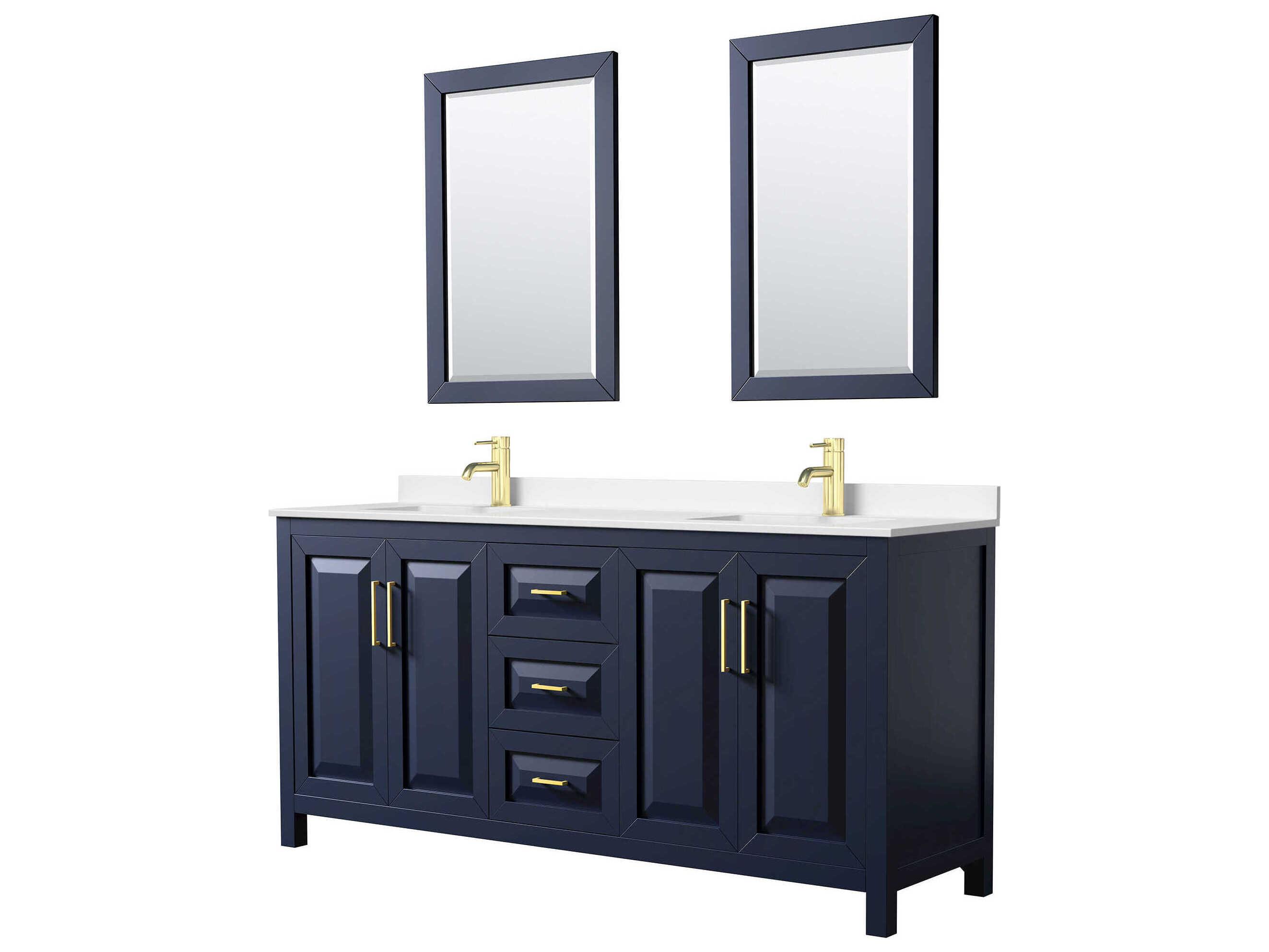 Wyndham Collection Daria 72" Dark Blue Vanity with 24" Mirror