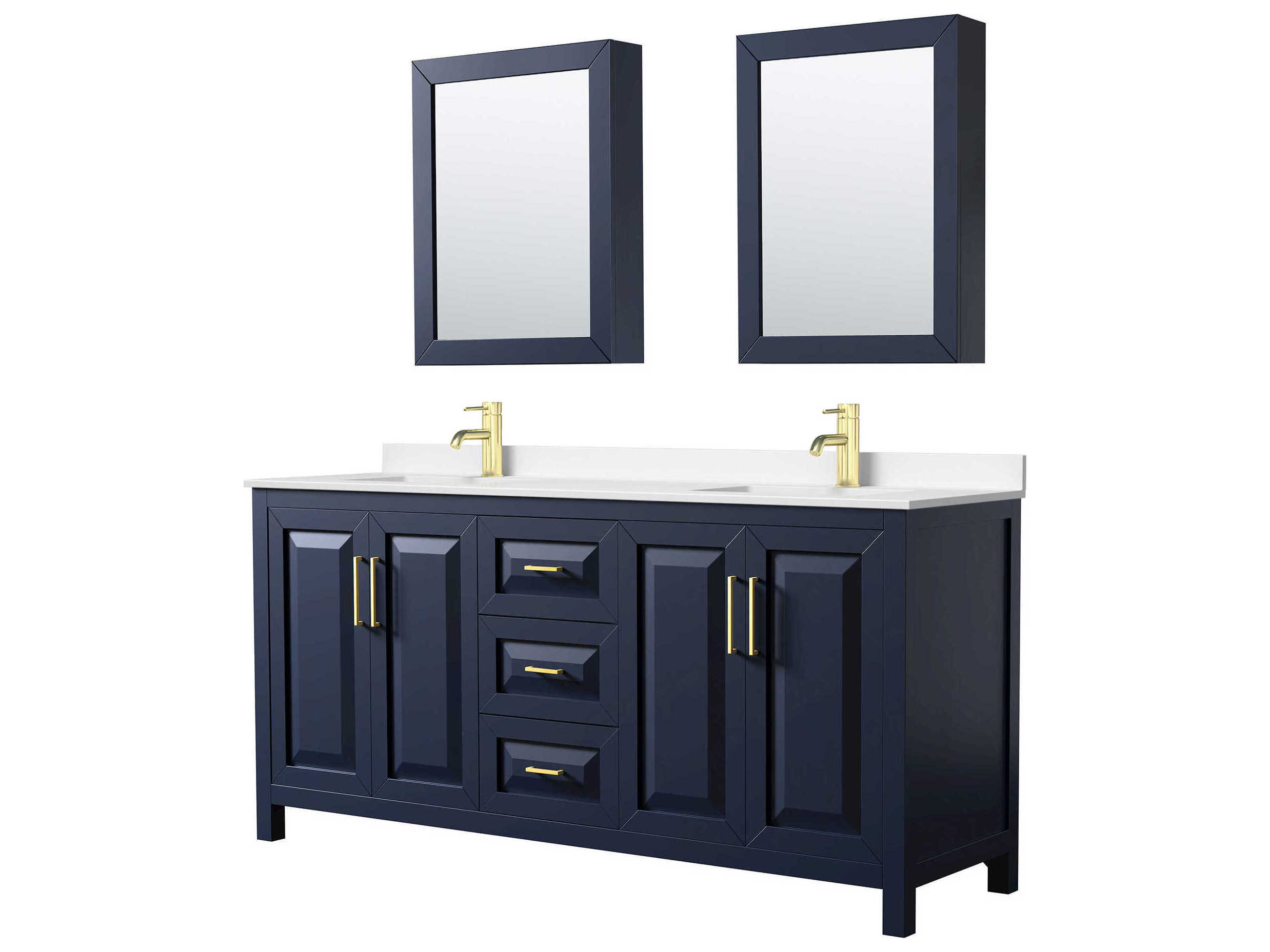 Wyndham Collection Daria 72" Dark Blue Vanity with Medicine Cabinet