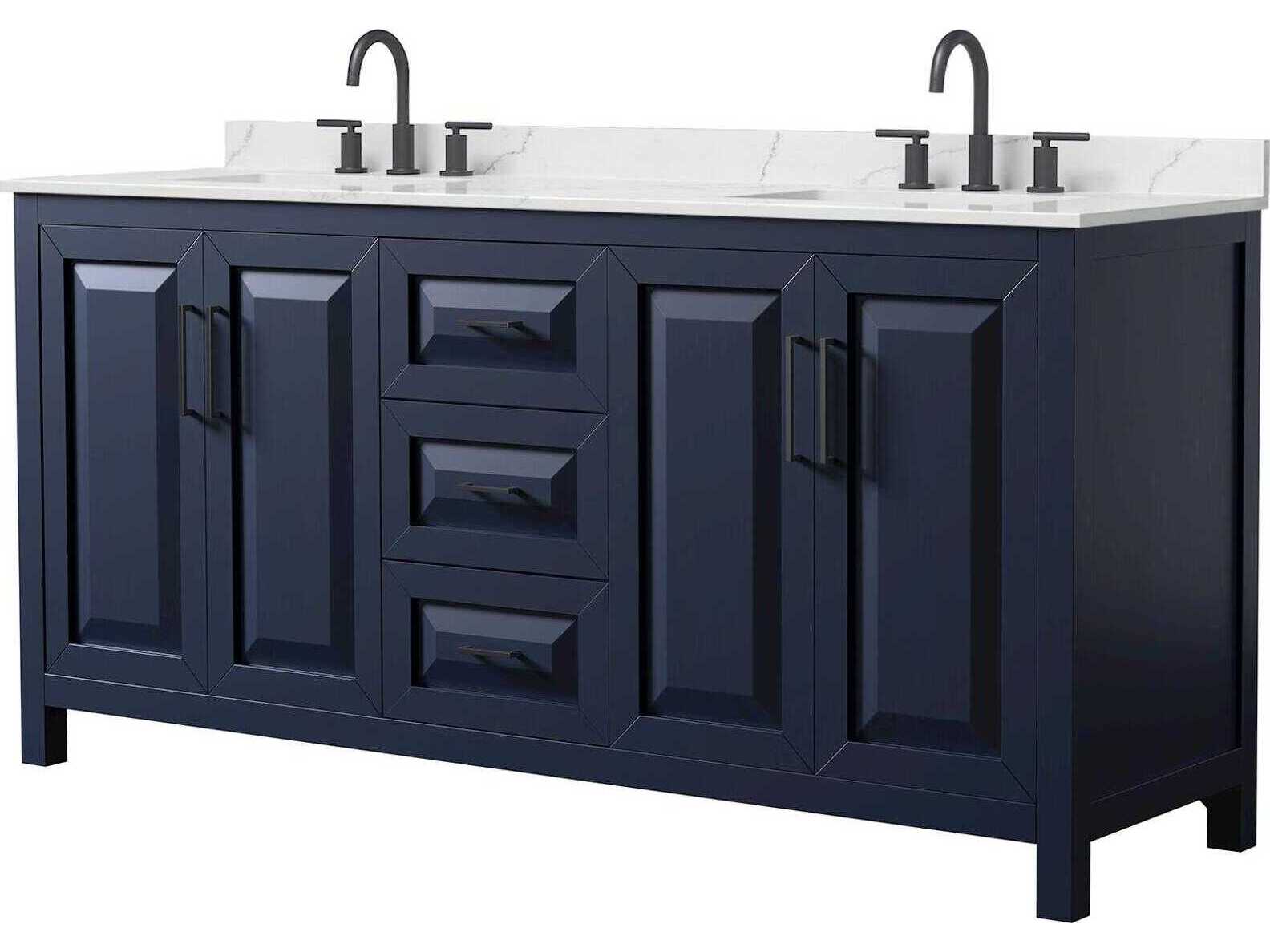 Wyndham Collection Daria 72" Dark Blue Vanity
