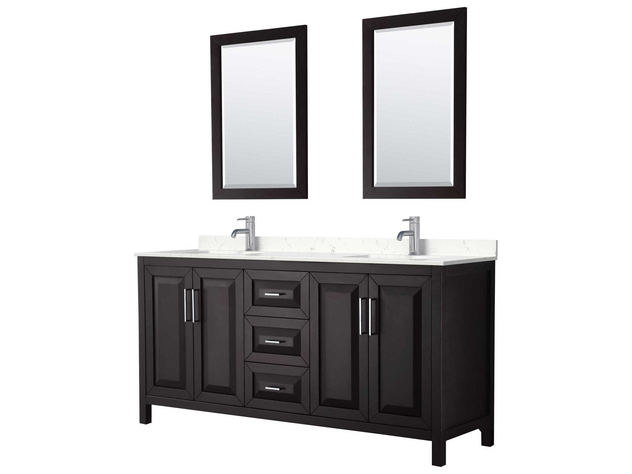 Wyndham Collection Daria 72" Dark Espresso Vanity with 24" Mirror