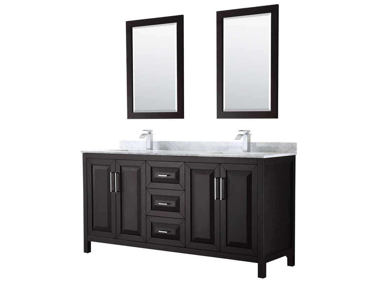 Wyndham Collection Daria 72" Dark Espresso Vanity with 24" Mirror
