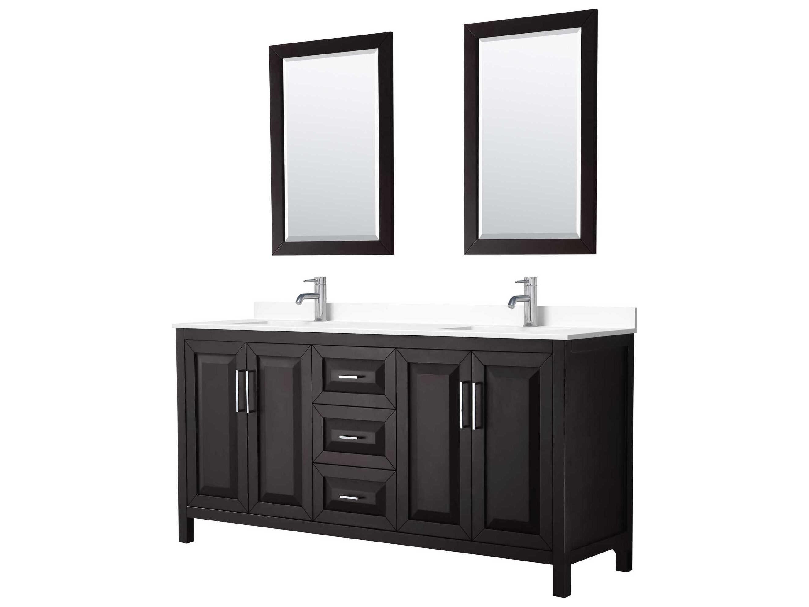 Wyndham Collection Daria 72" Dark Espresso Vanity with 24" Mirror